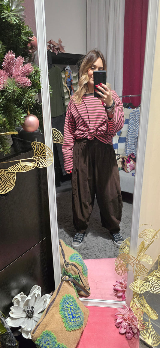 Joggers velluto costone moro