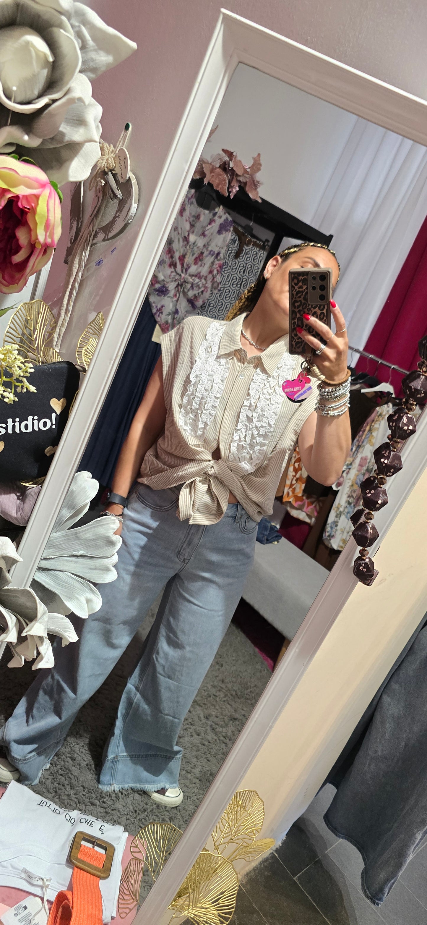 Camicia smanicata righe