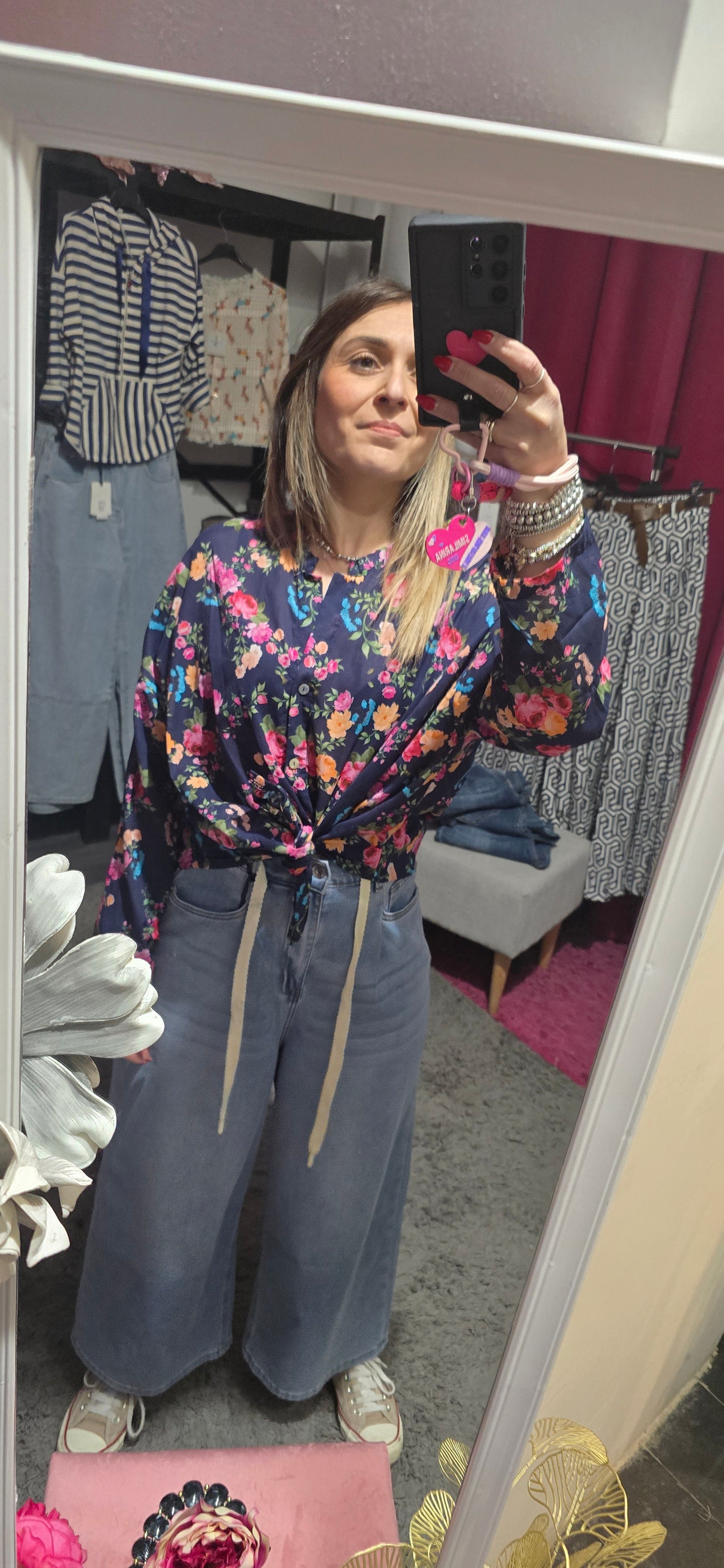 Camicia fiori fucsia