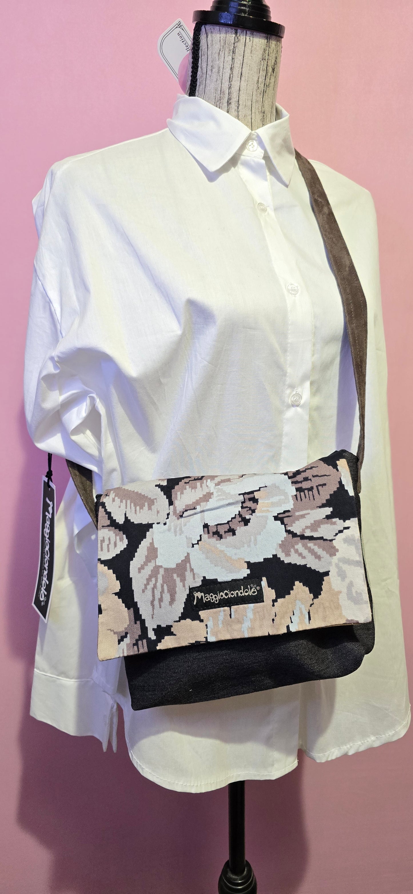 Borsa Chiara fiori nera