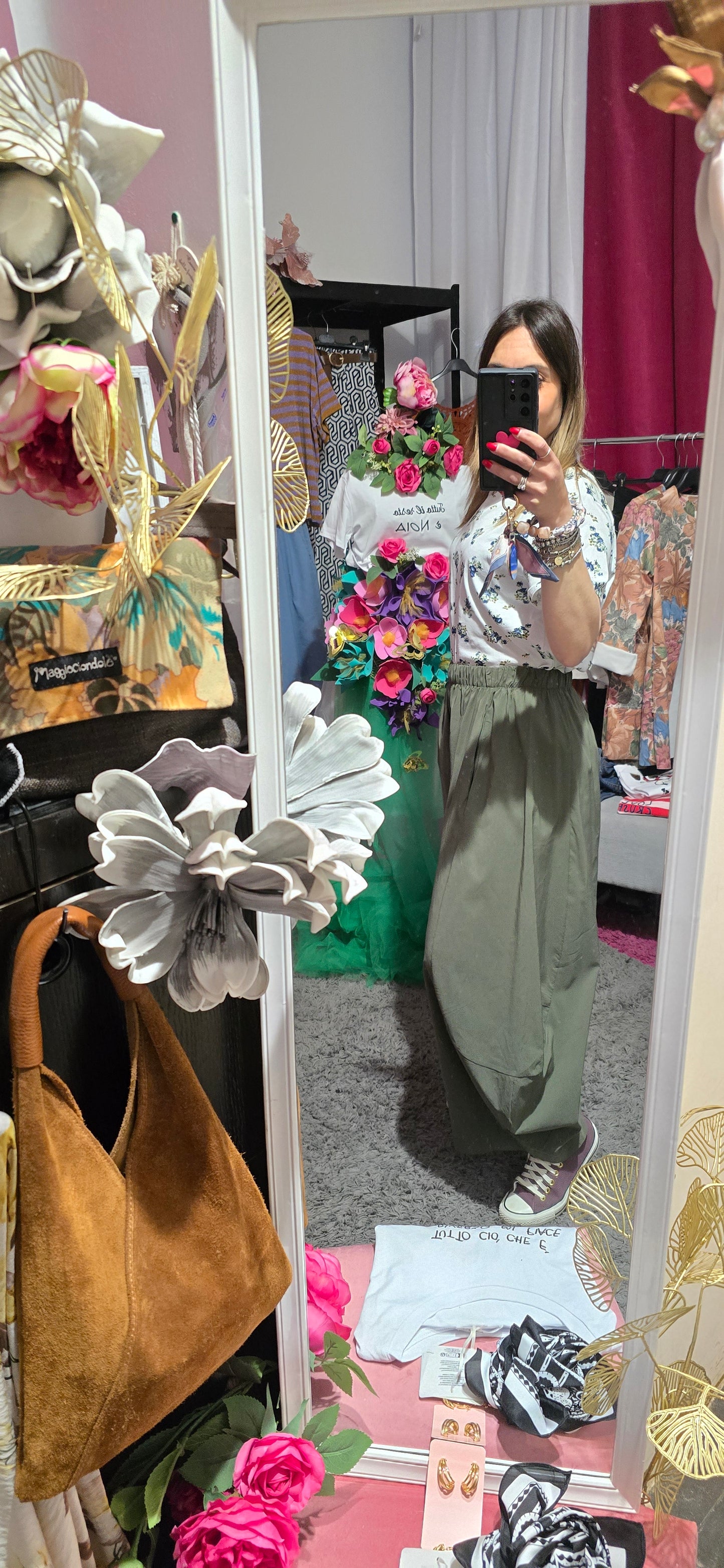 Pantalone verde balloon