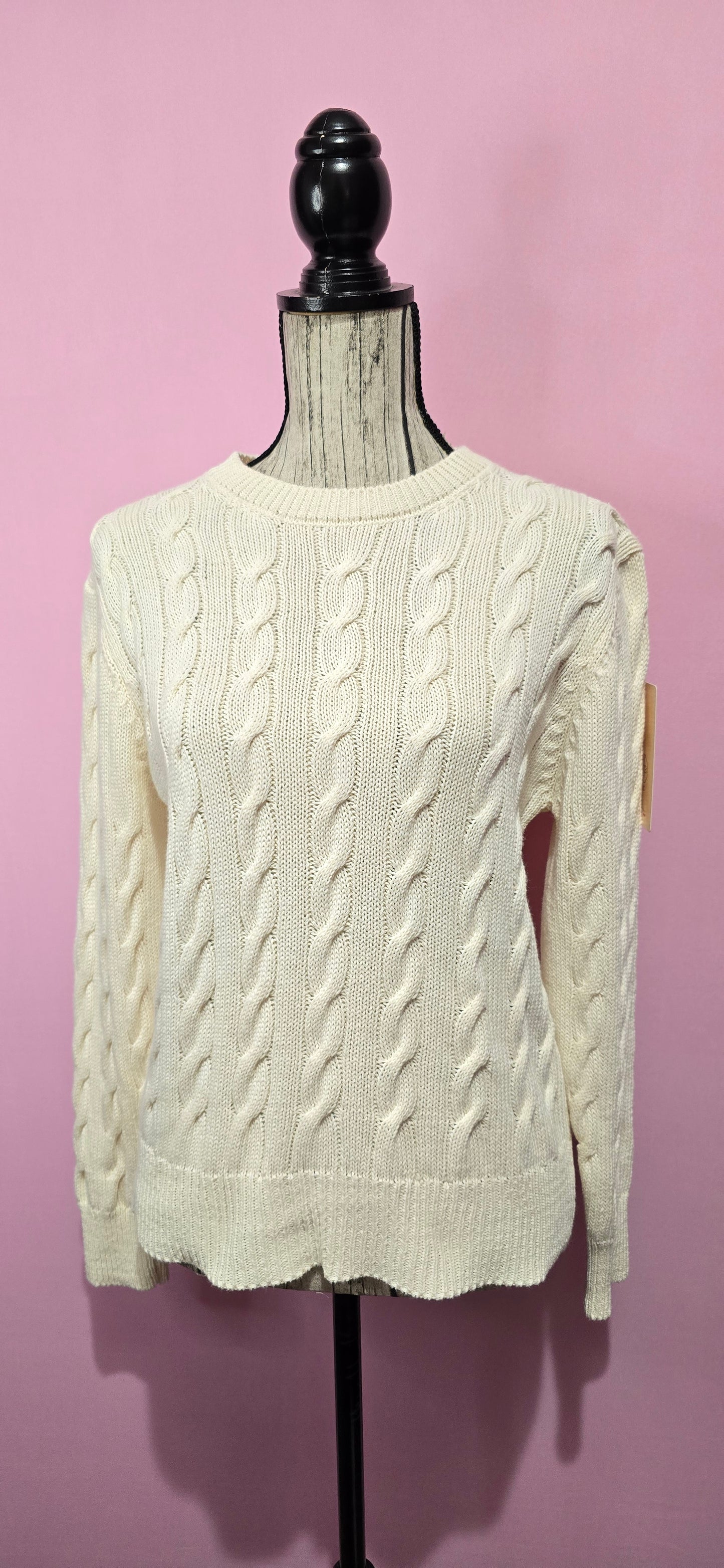 Pull cotone trecce panna