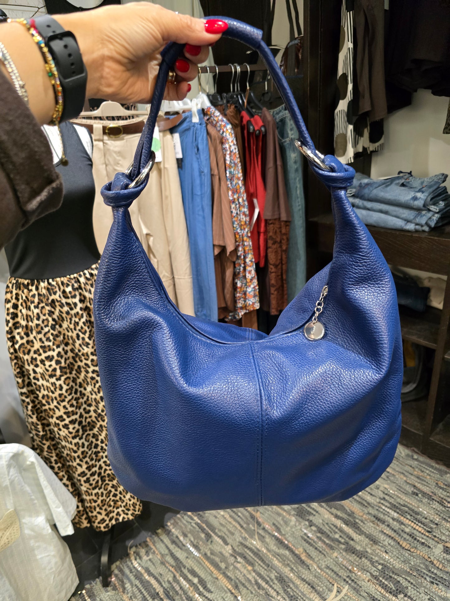 Borsa hobo blu elettrico