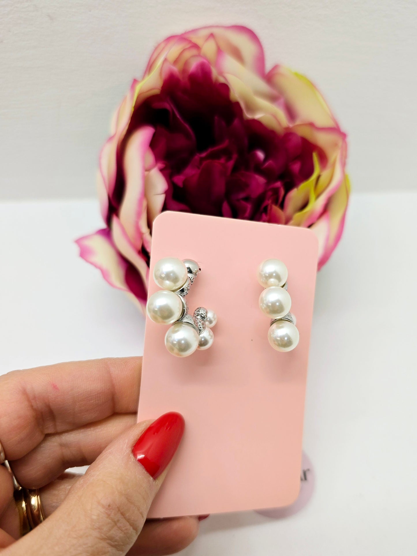 Orecchino cerchio perle silver