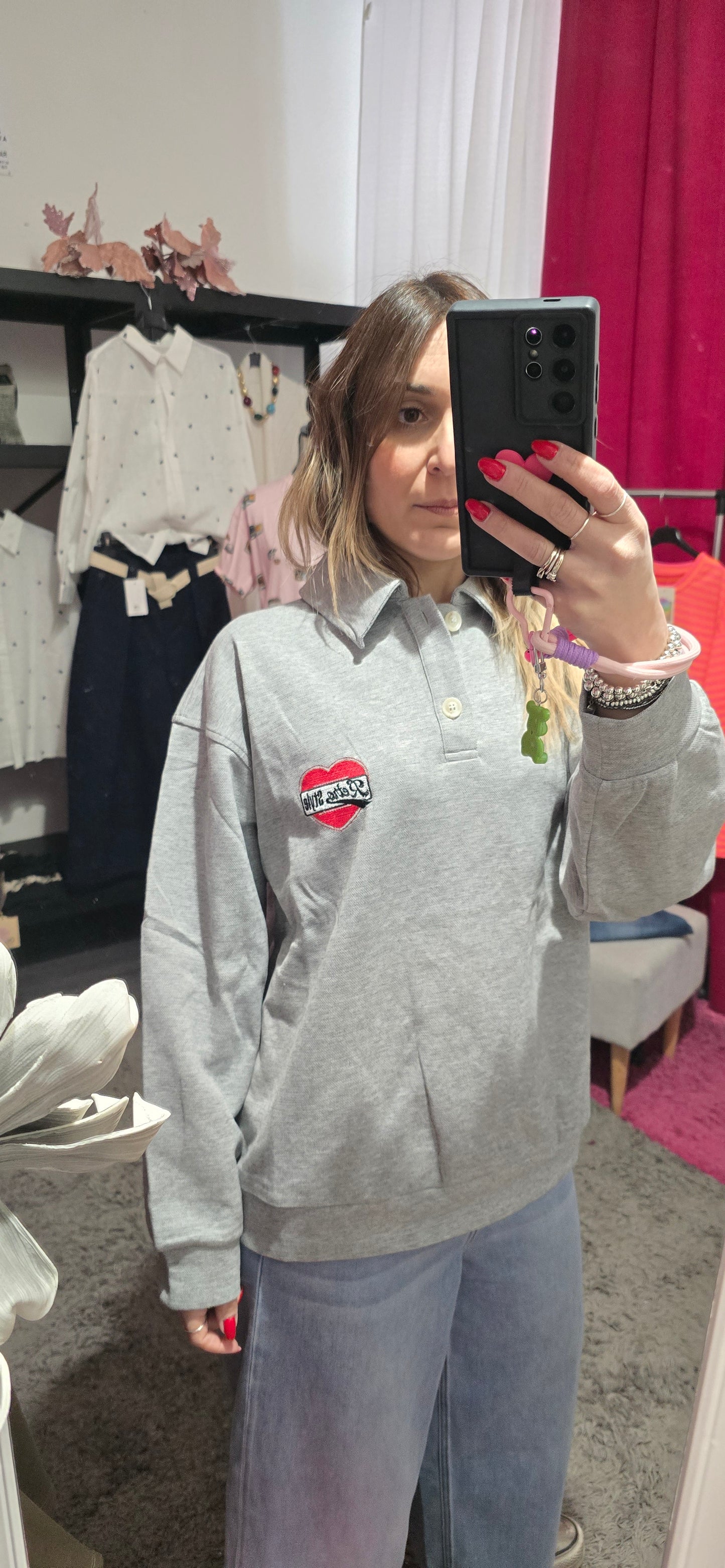 Felpa polo grigia