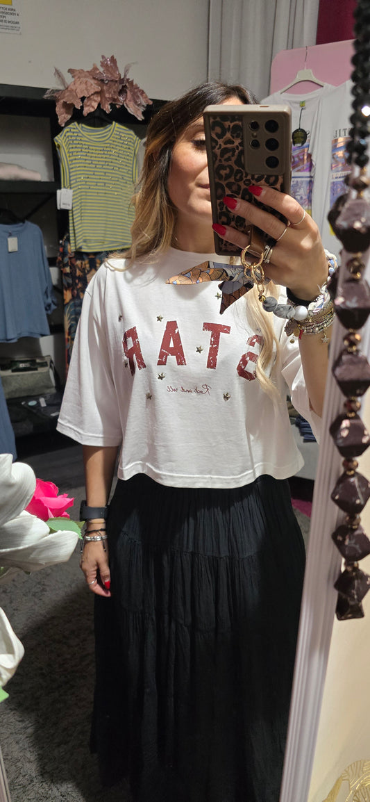 T shirt crop STAR