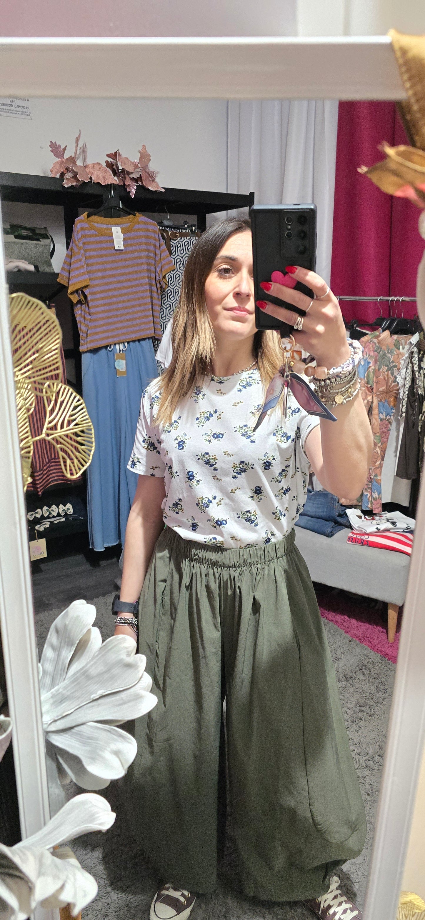 T shirt fiorellini blu
