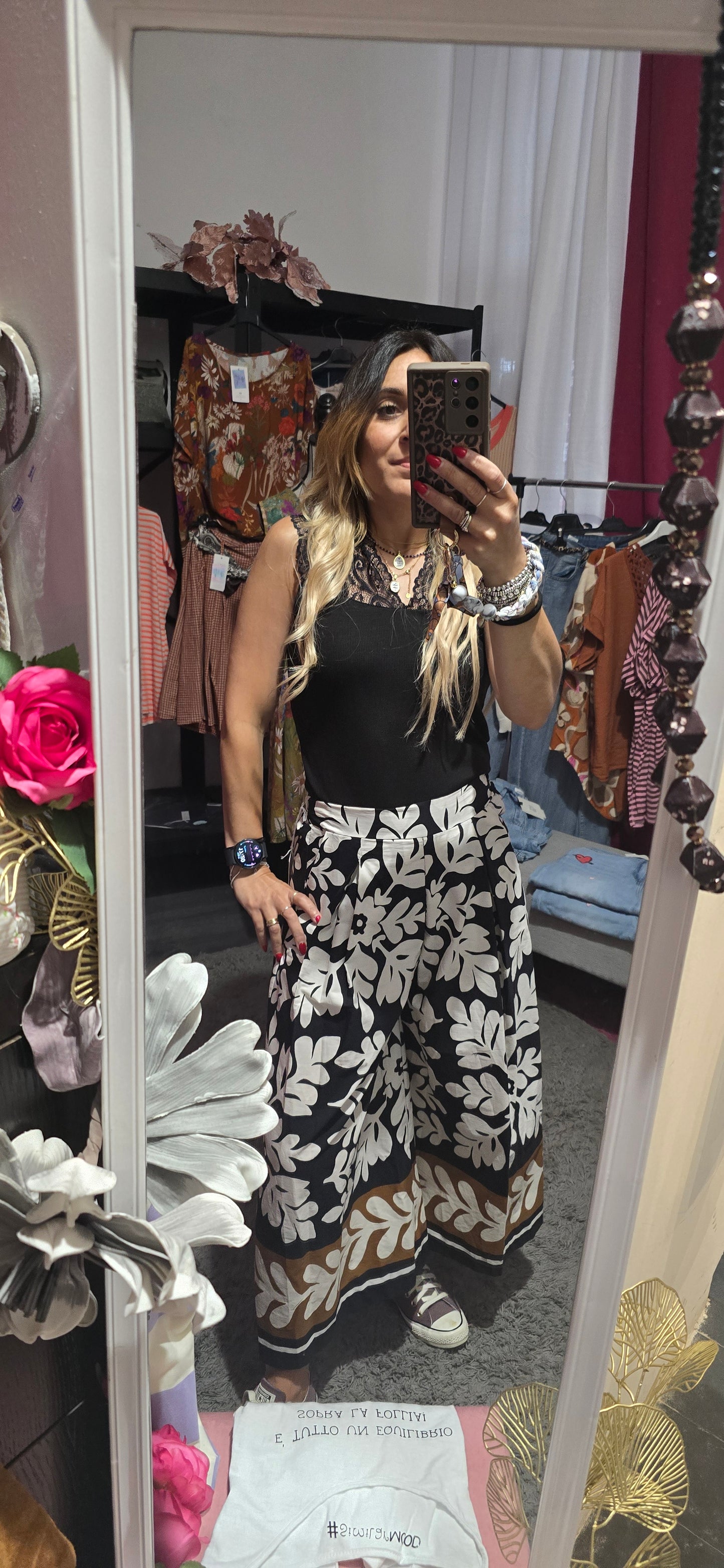 Pantalone calotte fantasia nero