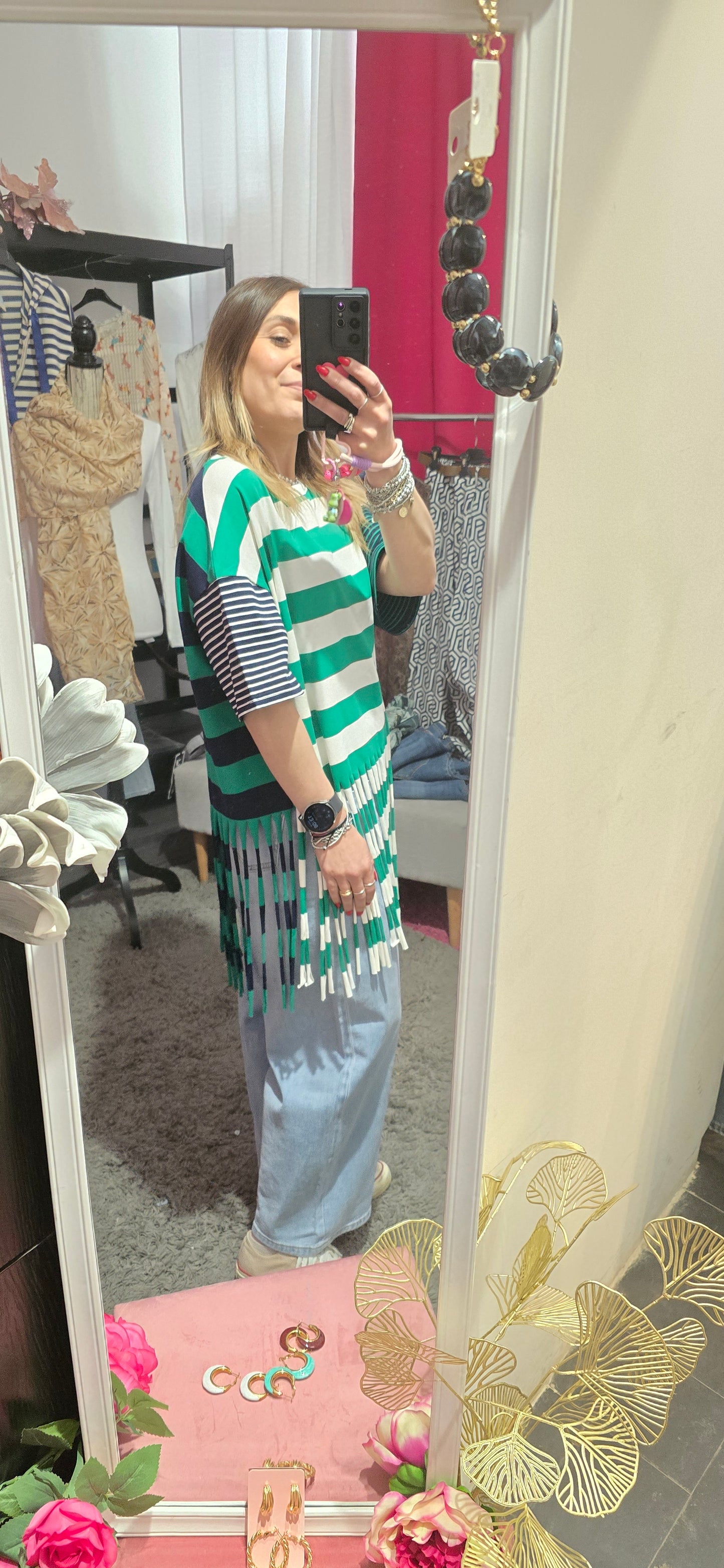 T shirt frange e righe