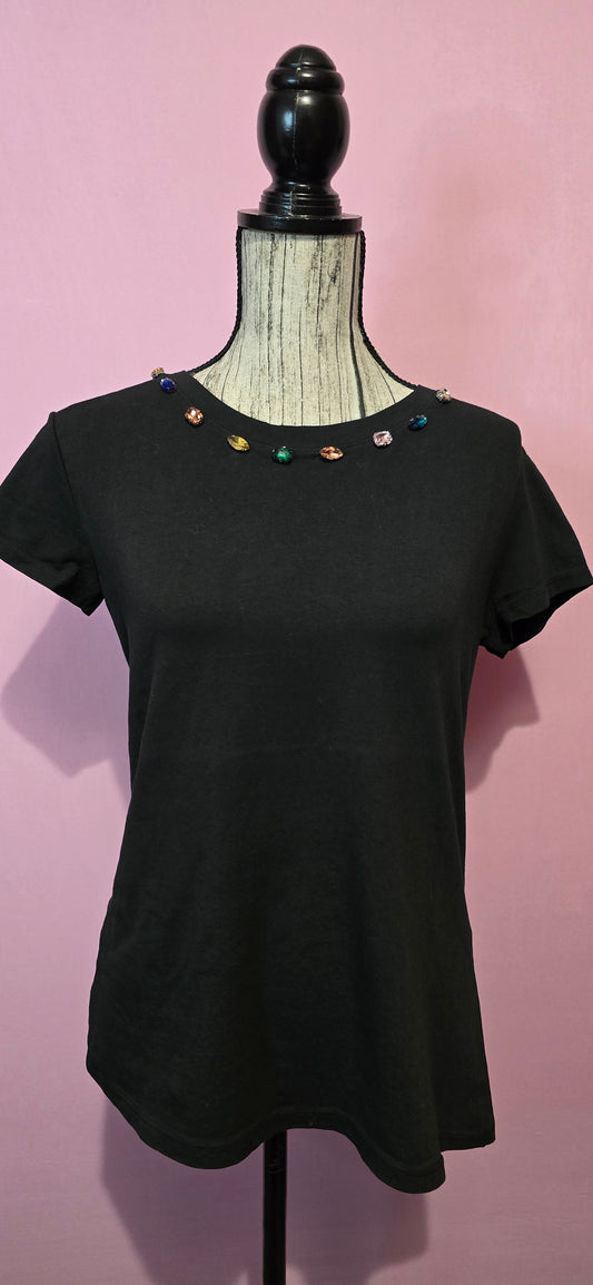 T shirt strass nera