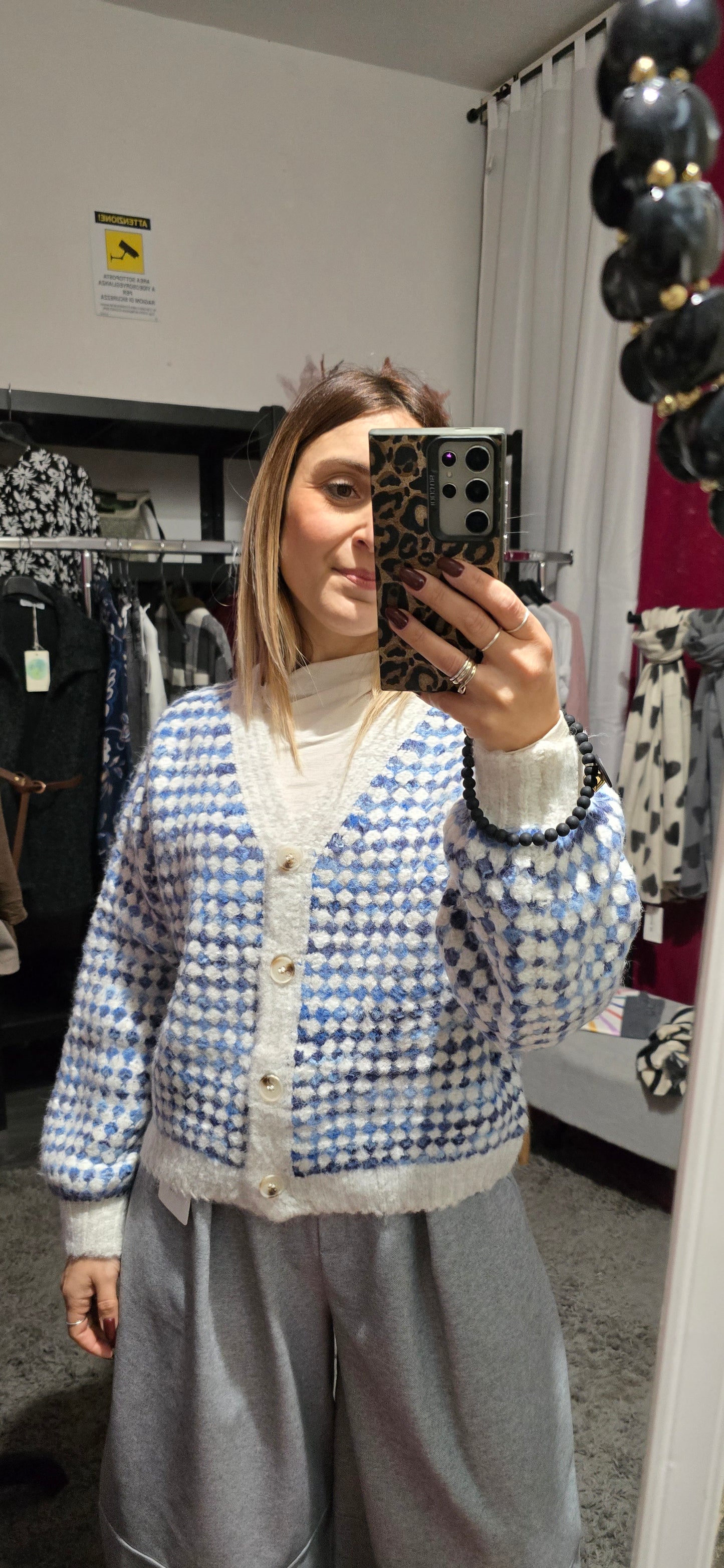 Cardigan melange blu