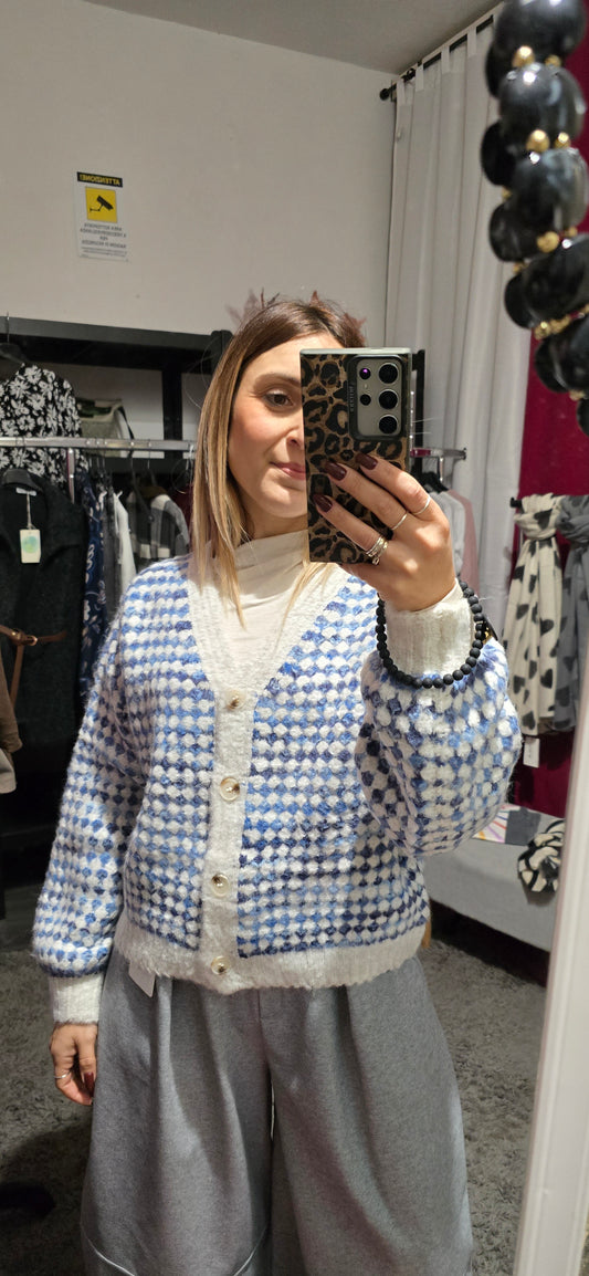 Cardigan melange blu