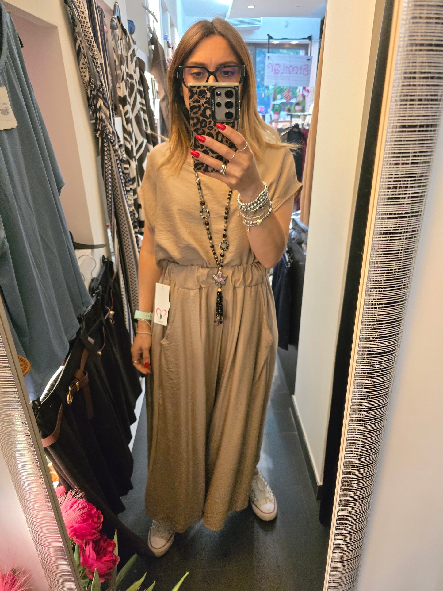 Pantalone viscosa tortora