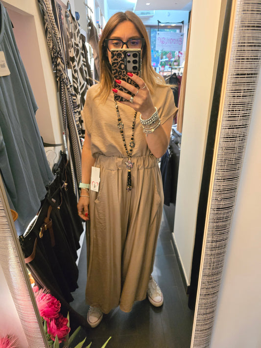 Pantalone viscosa tortora