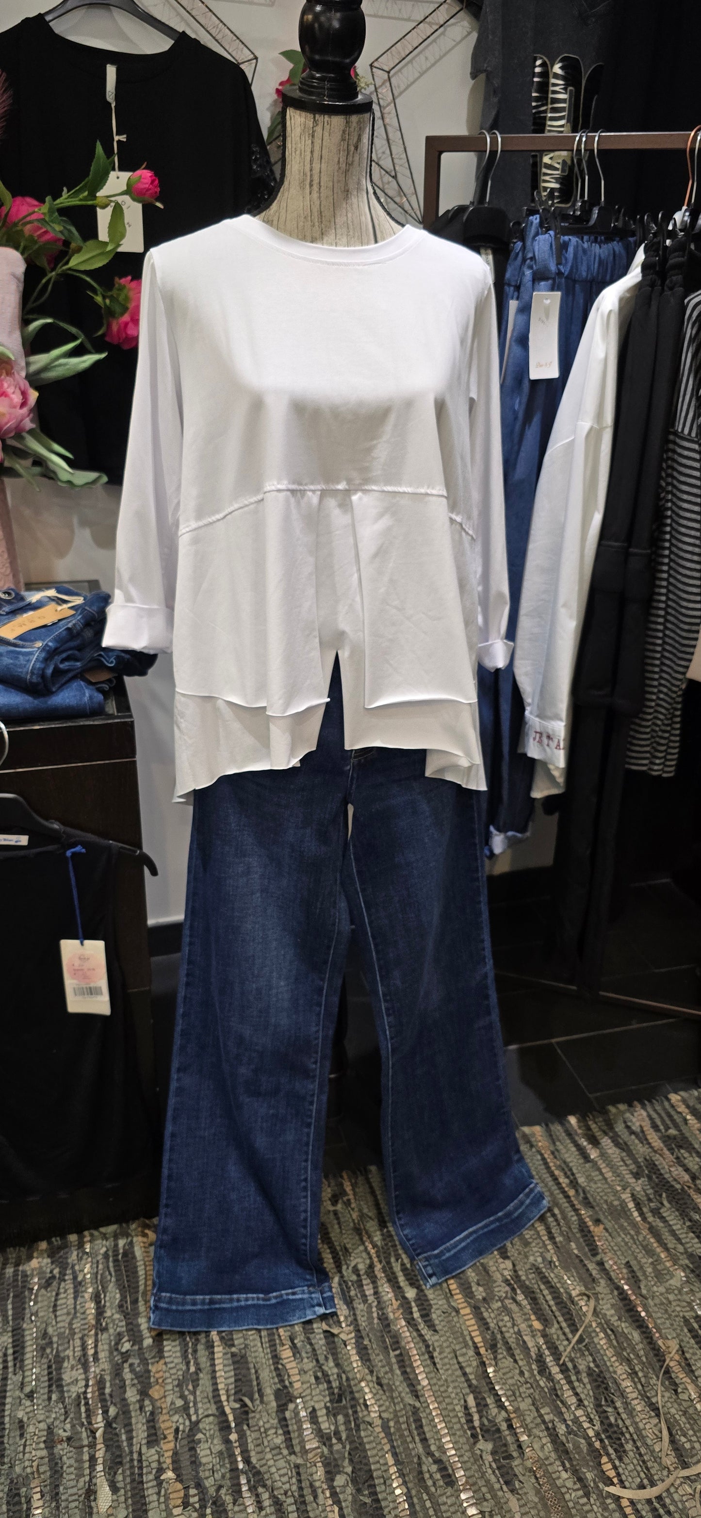 Maglia taglio vivo bianca