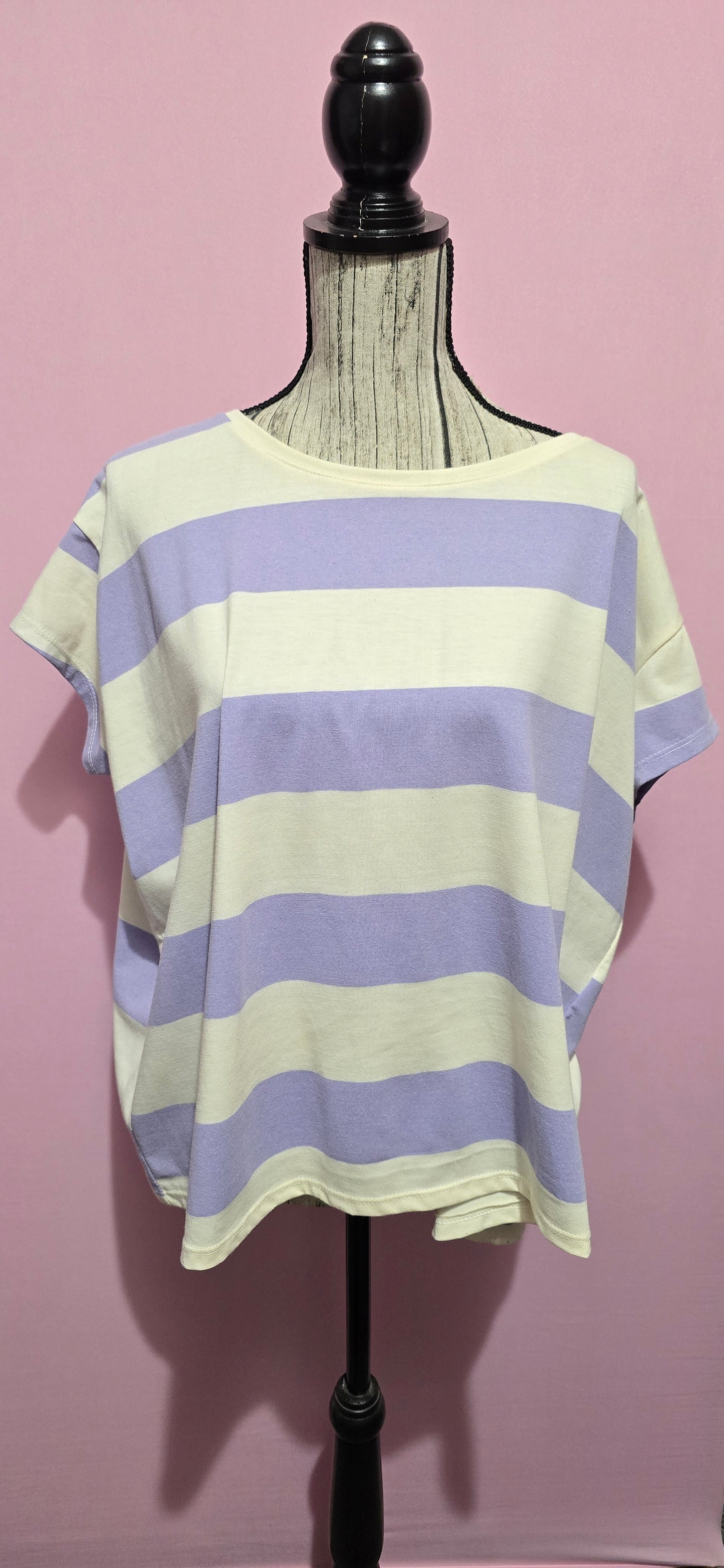 T shirt  over righe lilla