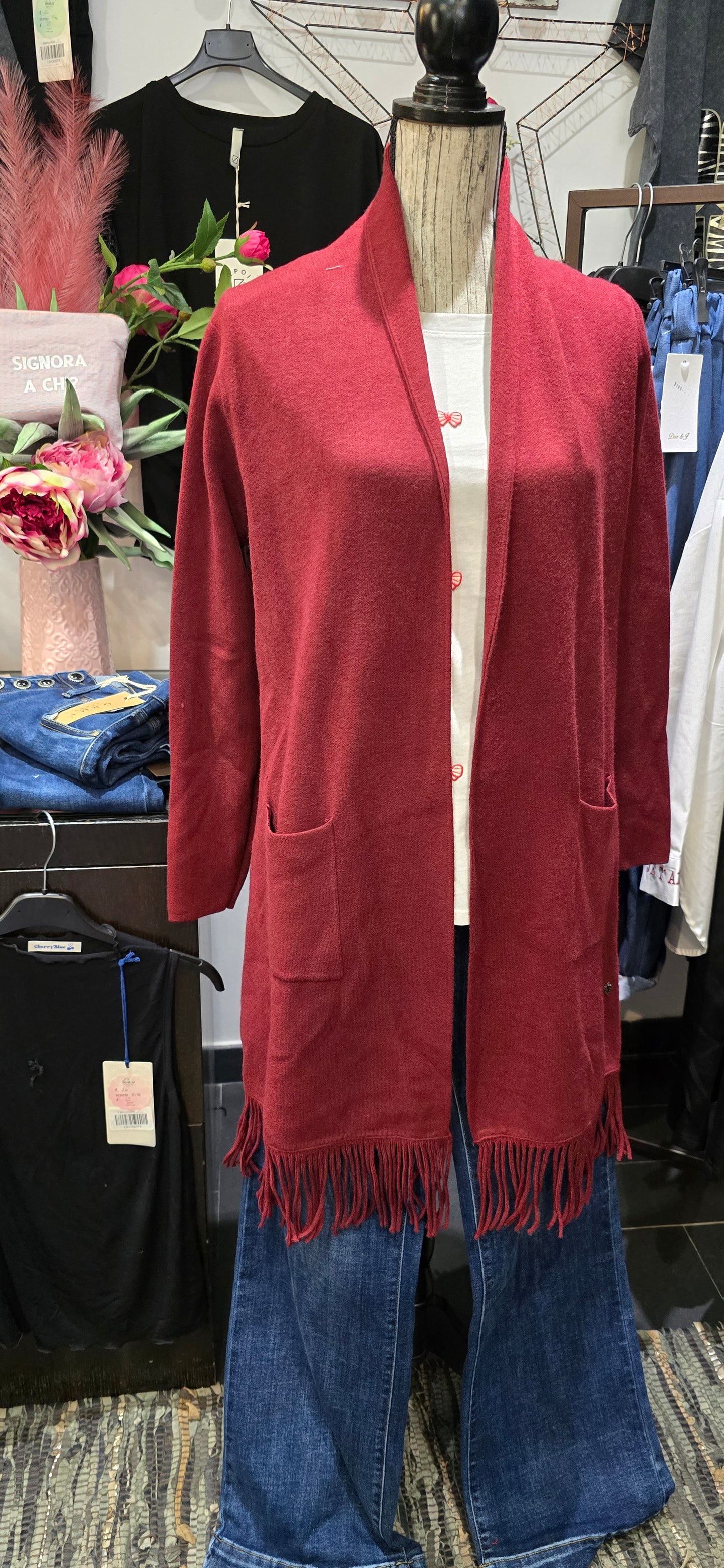 Spolverino frange bordeaux