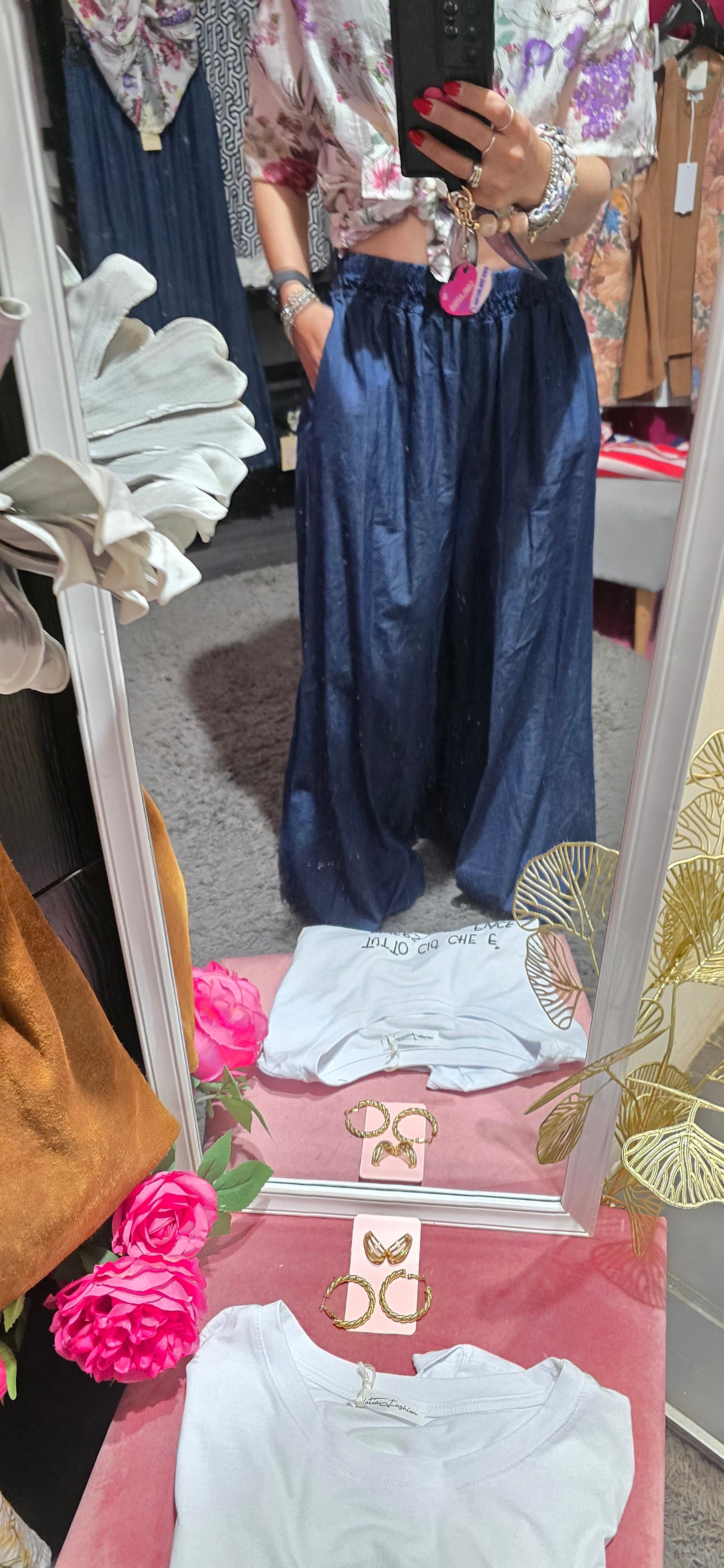 Jeans jersey palazzo scuro