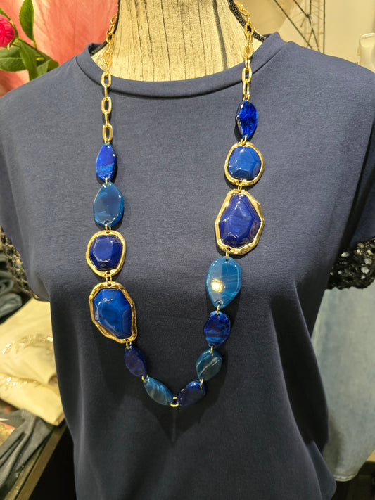 Collana resina blu