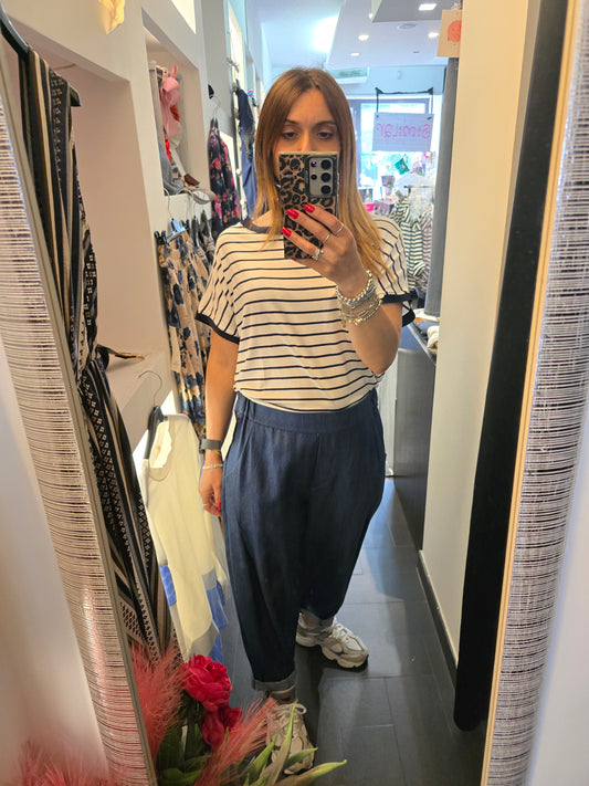 Maglia righe blu viscosa