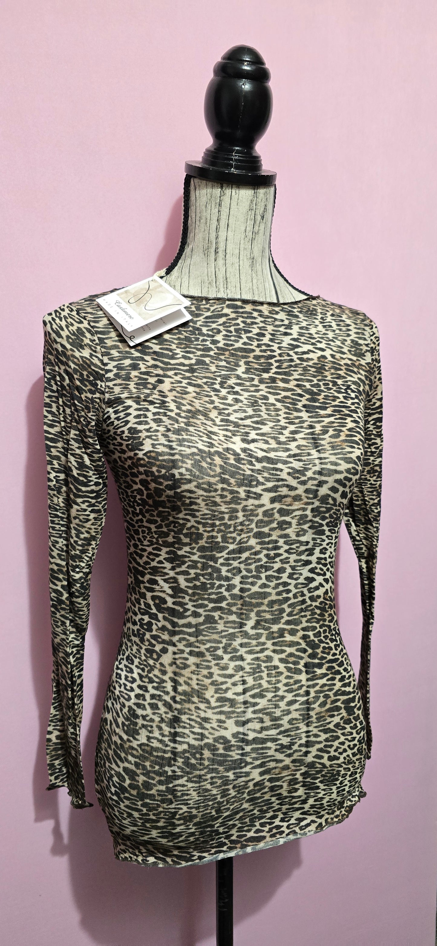 Magliettina misto cashmere animal print