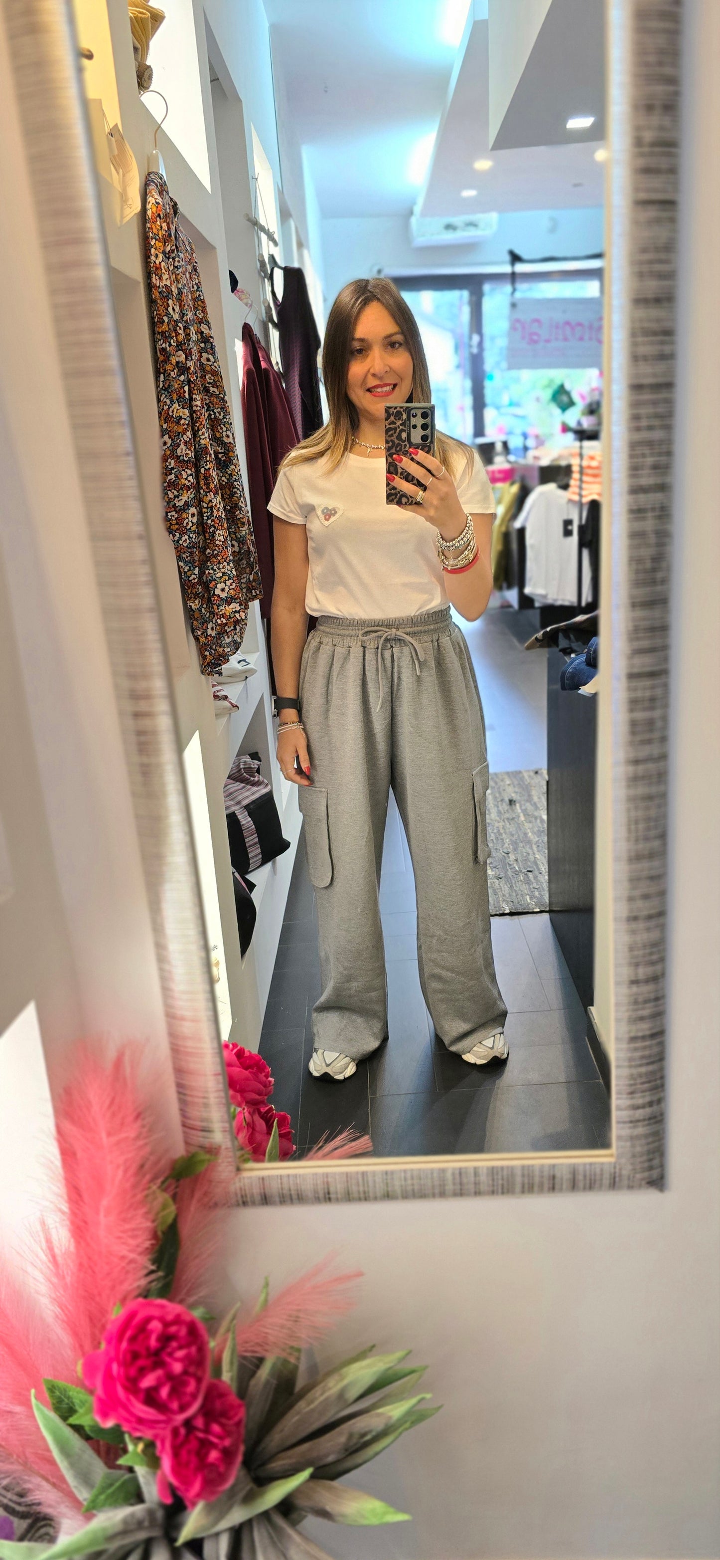 Pantalone tuta grigio cargo