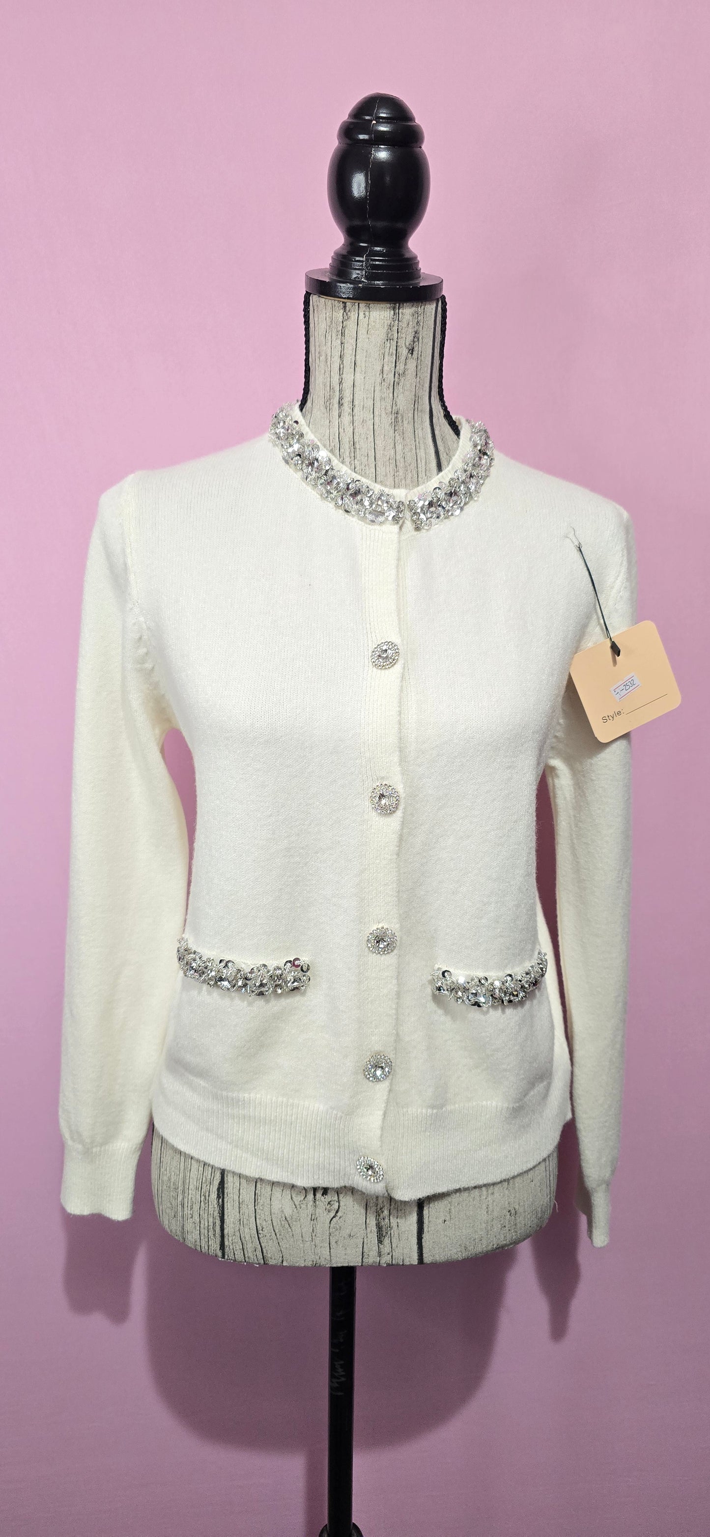 Cardigan celine strass panna