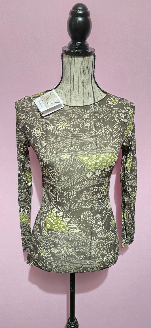 Magliettina misto cashmere fantasia fiorata