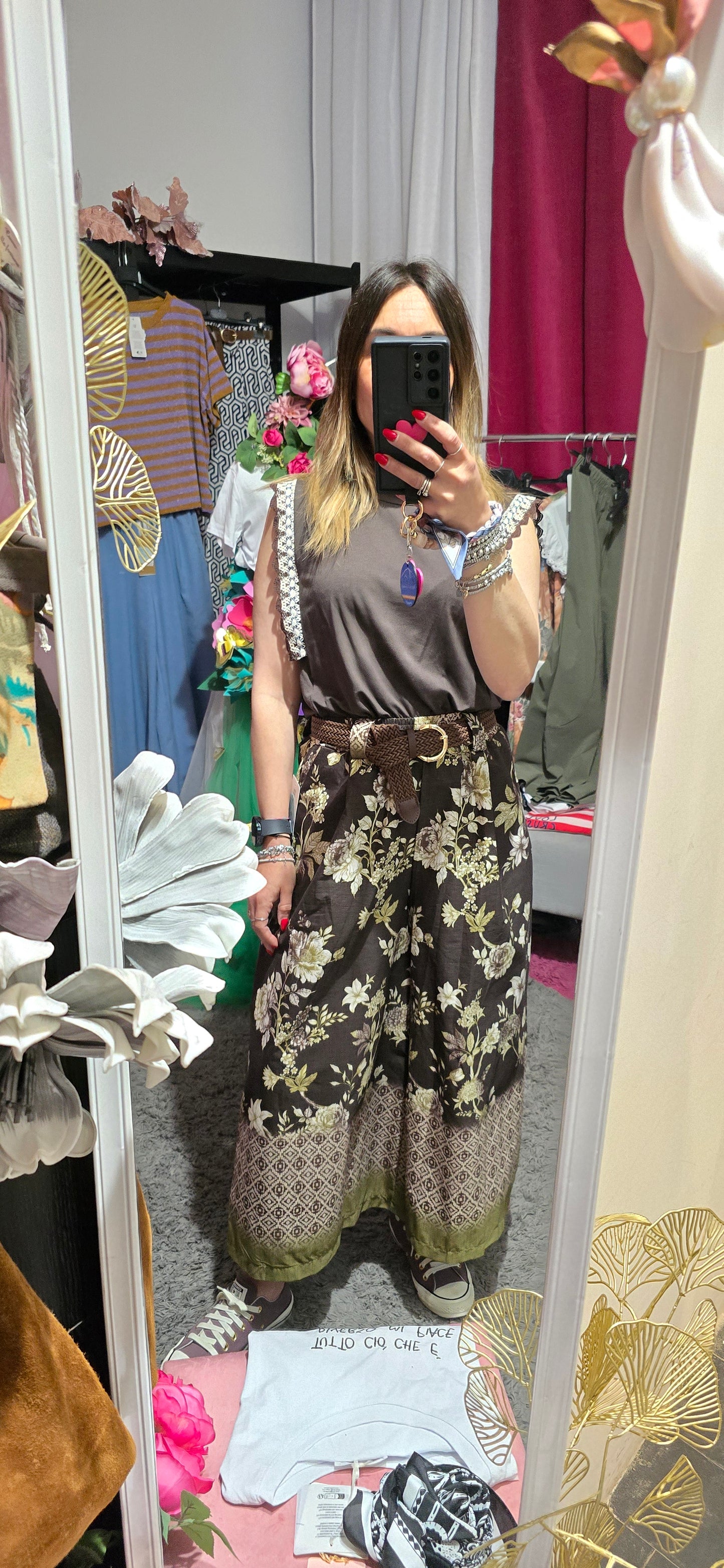 Pantalone palazzo crop fiorato