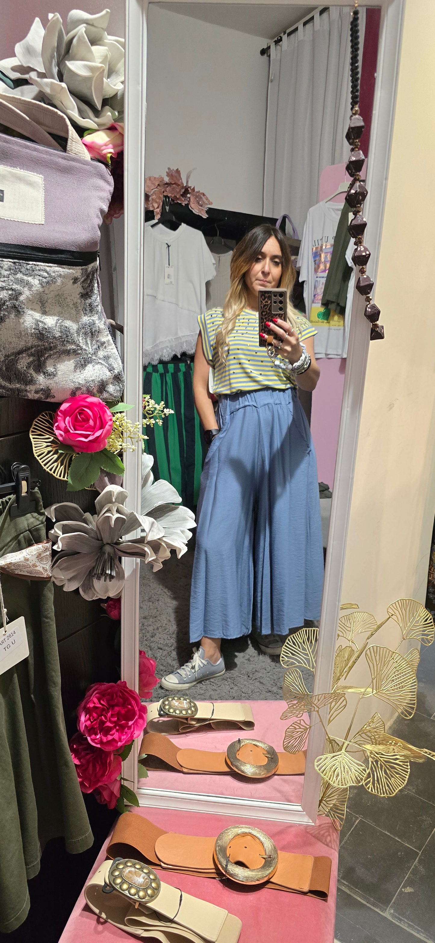 Pantalone viscosa azzurro