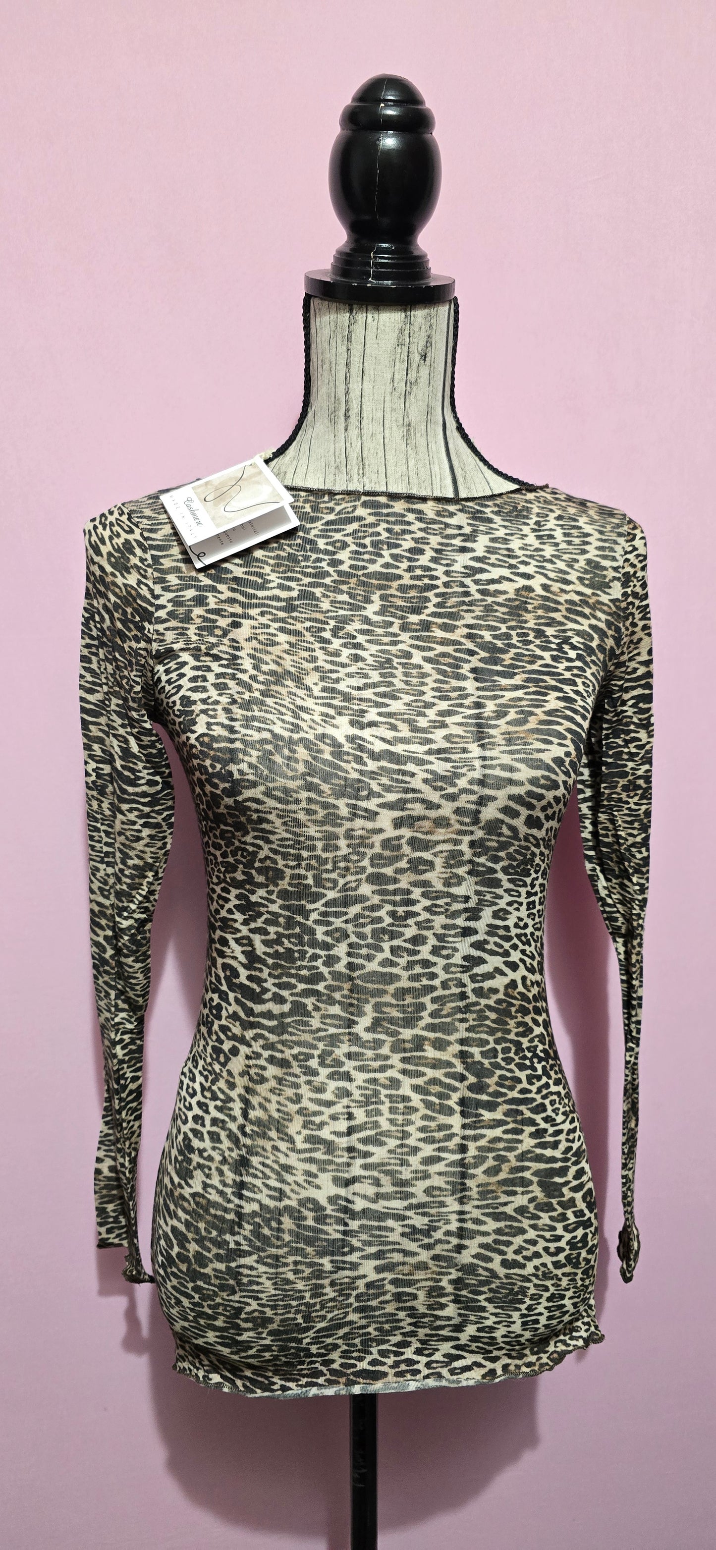 Magliettina misto cashmere animal print