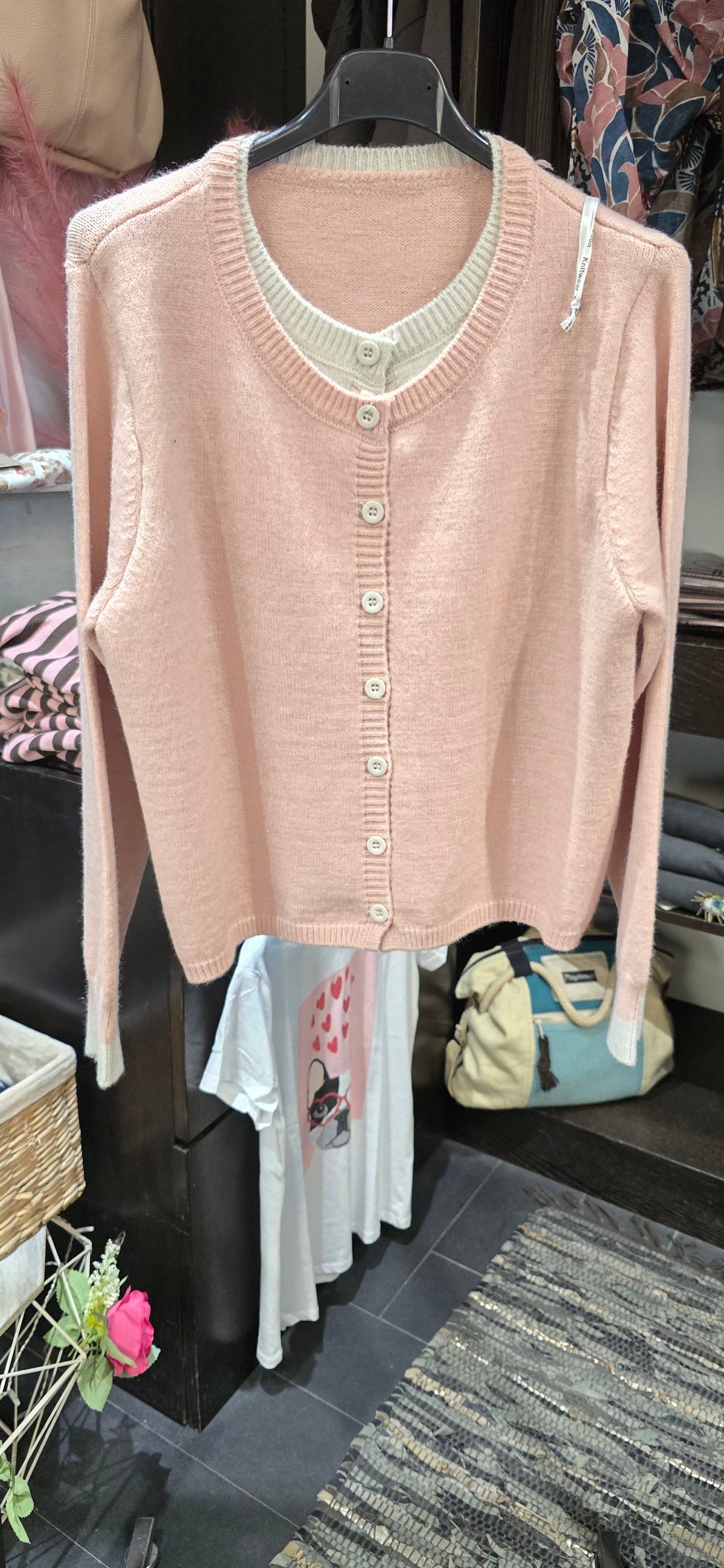 Cardigan doppio rosa