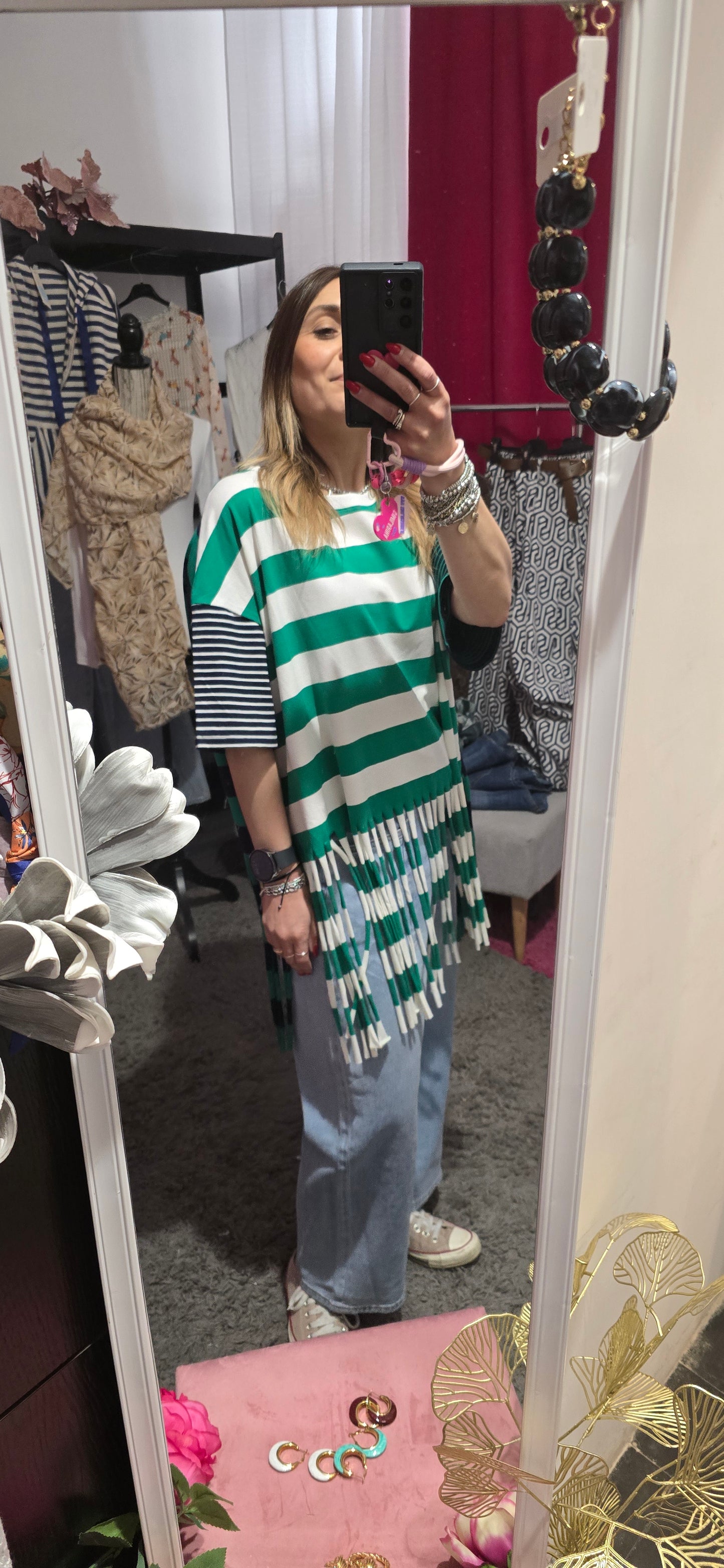 T shirt frange e righe