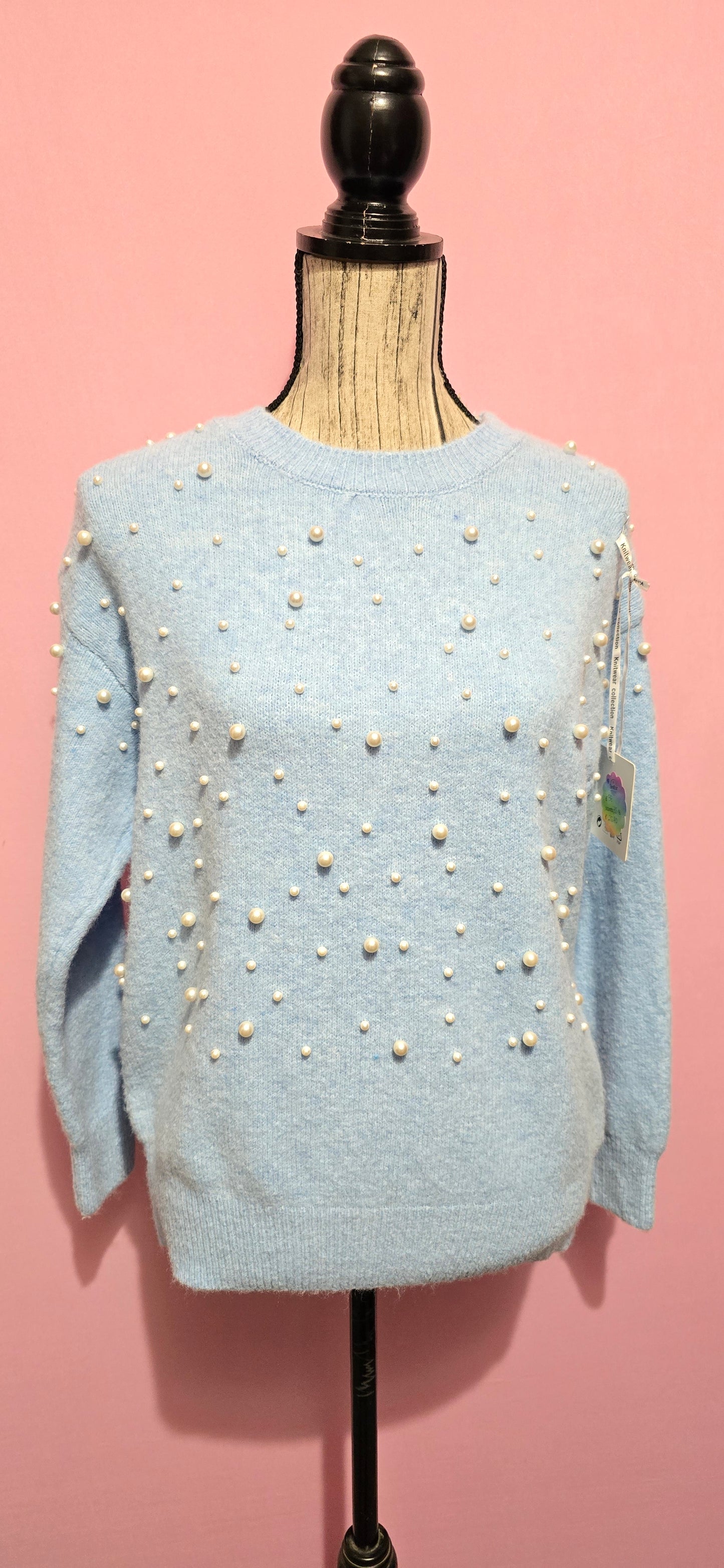 Pull perle azzurro