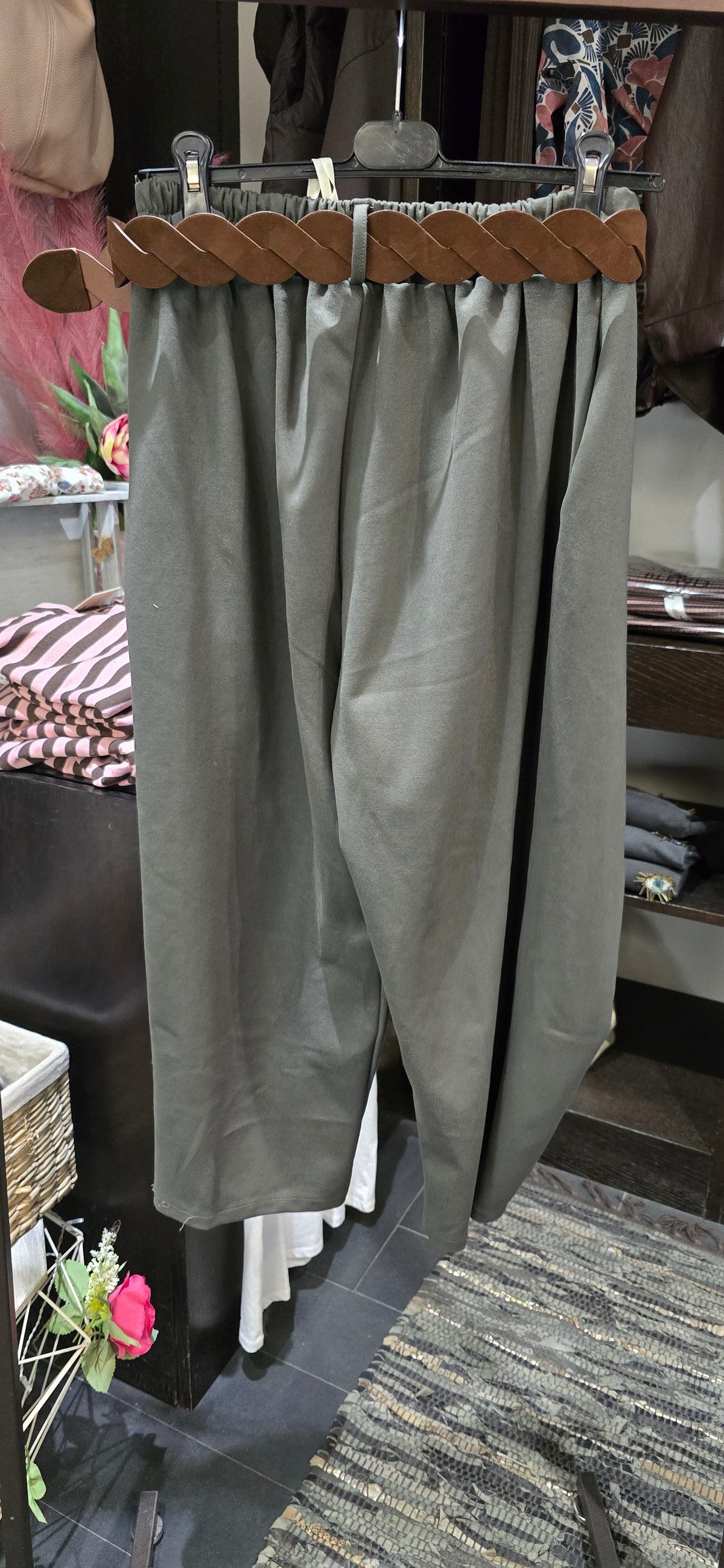 Pantalone punto milano con patta verde