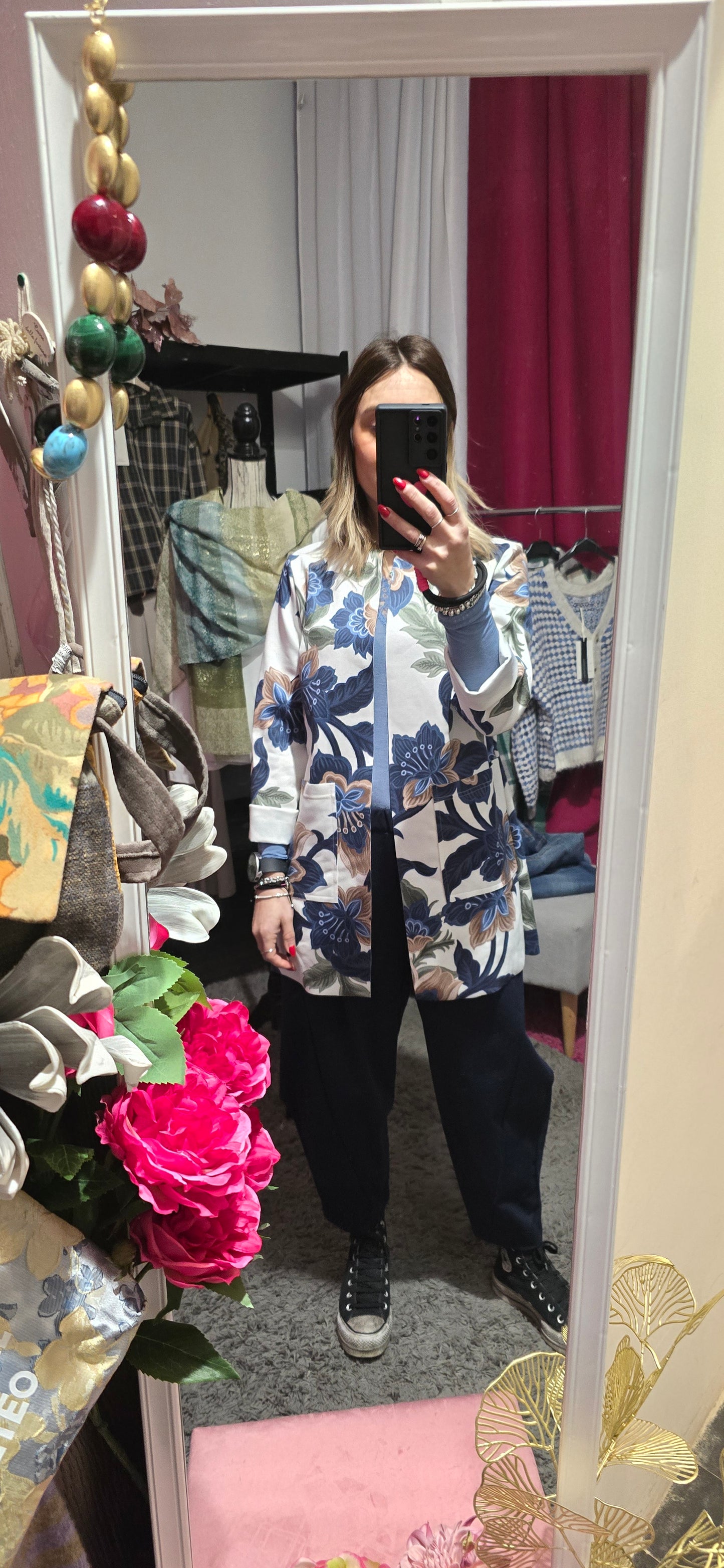 Spolverino suede fiori