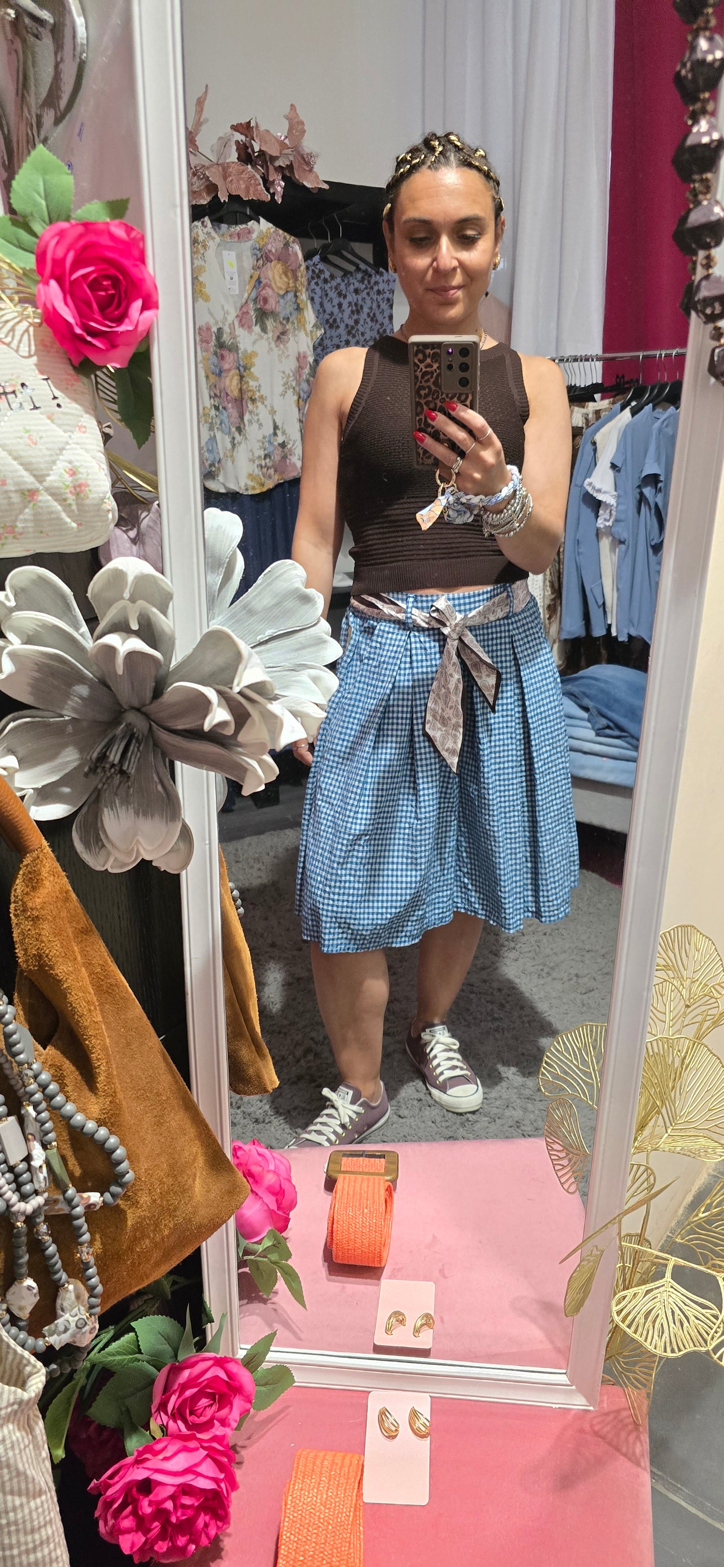 Bermuda quadretto con foulard