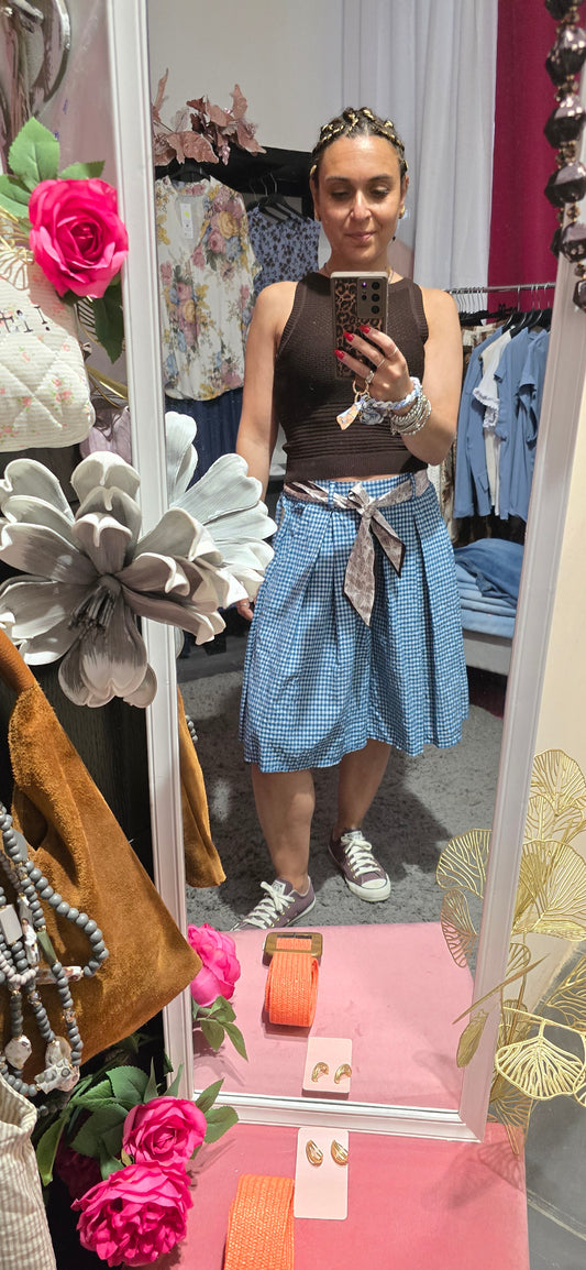 Bermuda quadretto con foulard