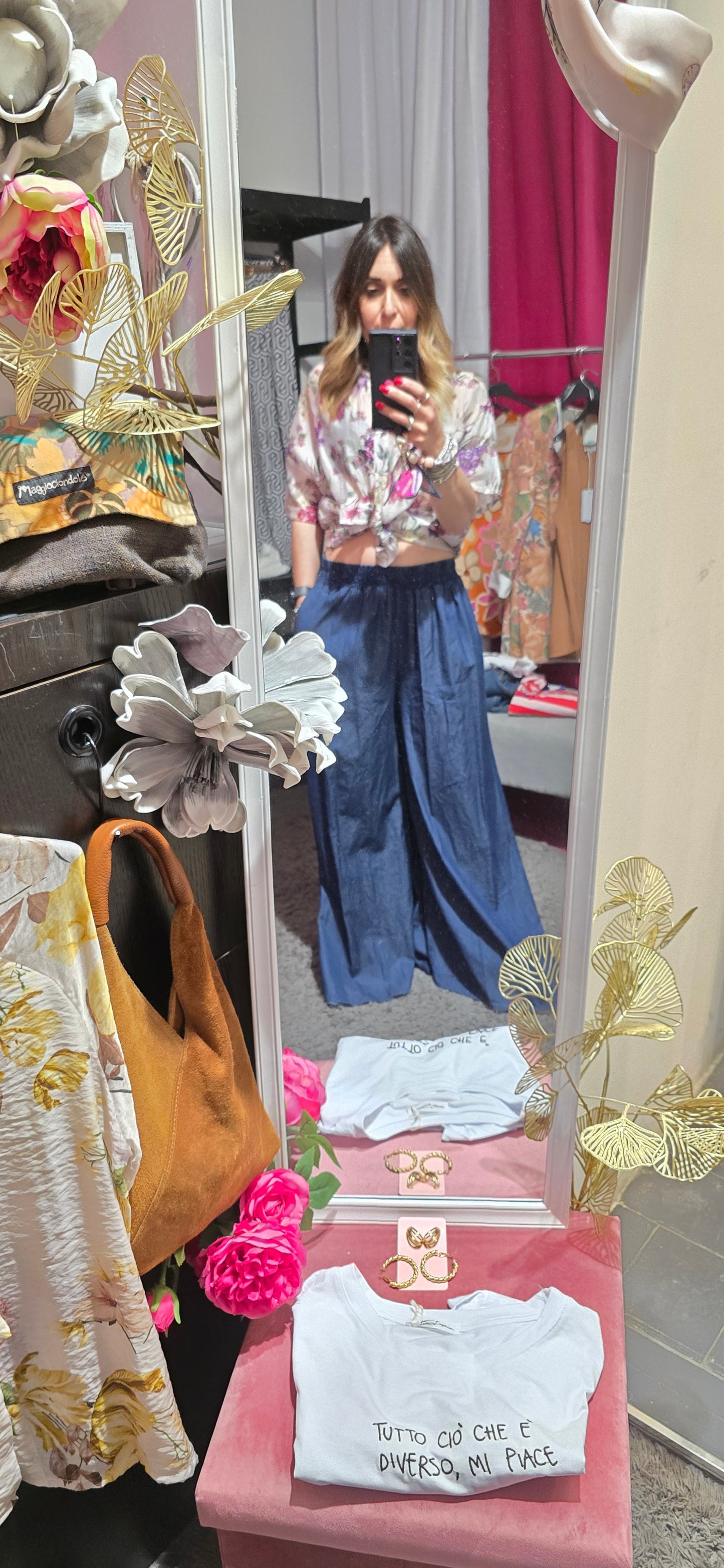 Jeans jersey palazzo scuro