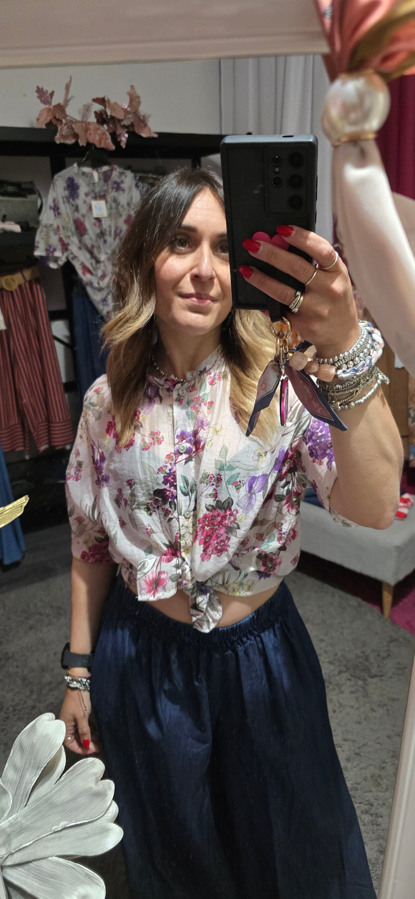 Camicia fiori fucsia