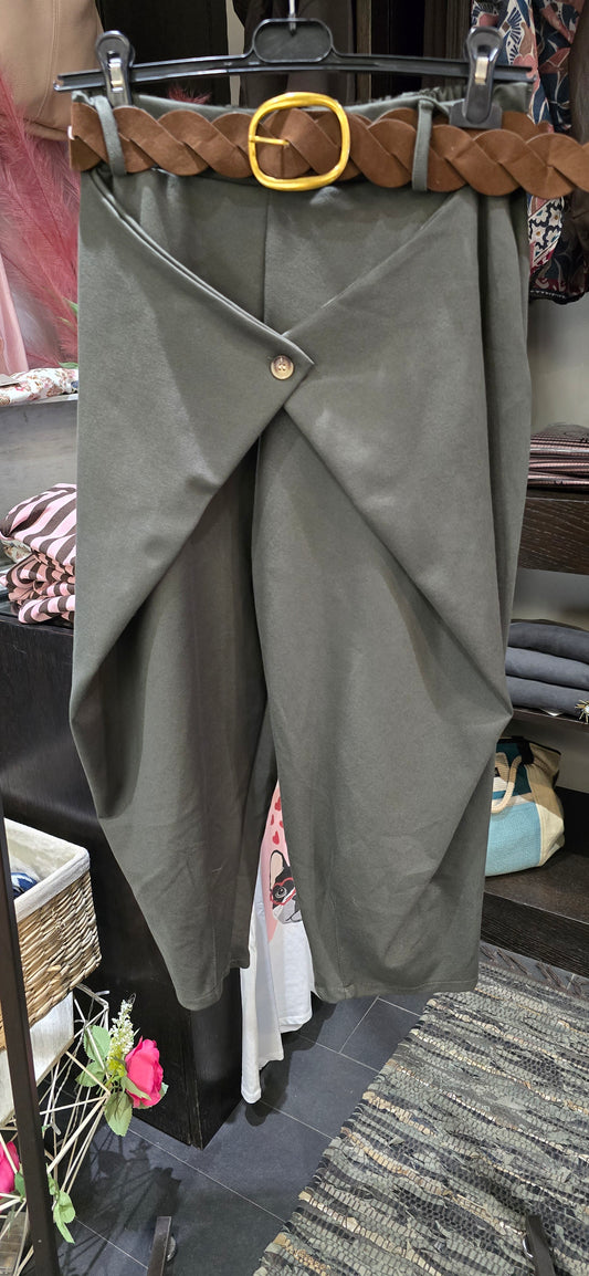 Pantalone punto milano con patta verde