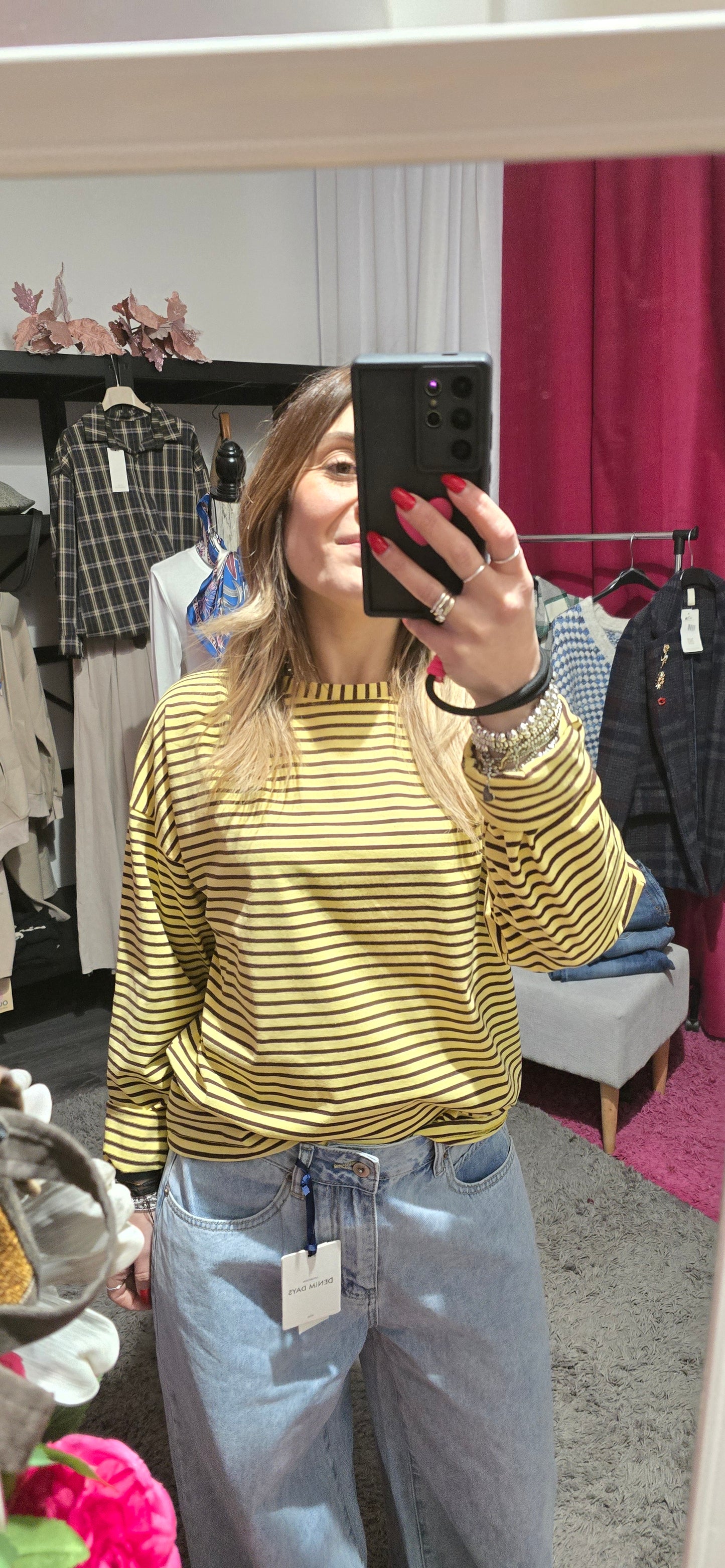 T shirt righe giallo / moro