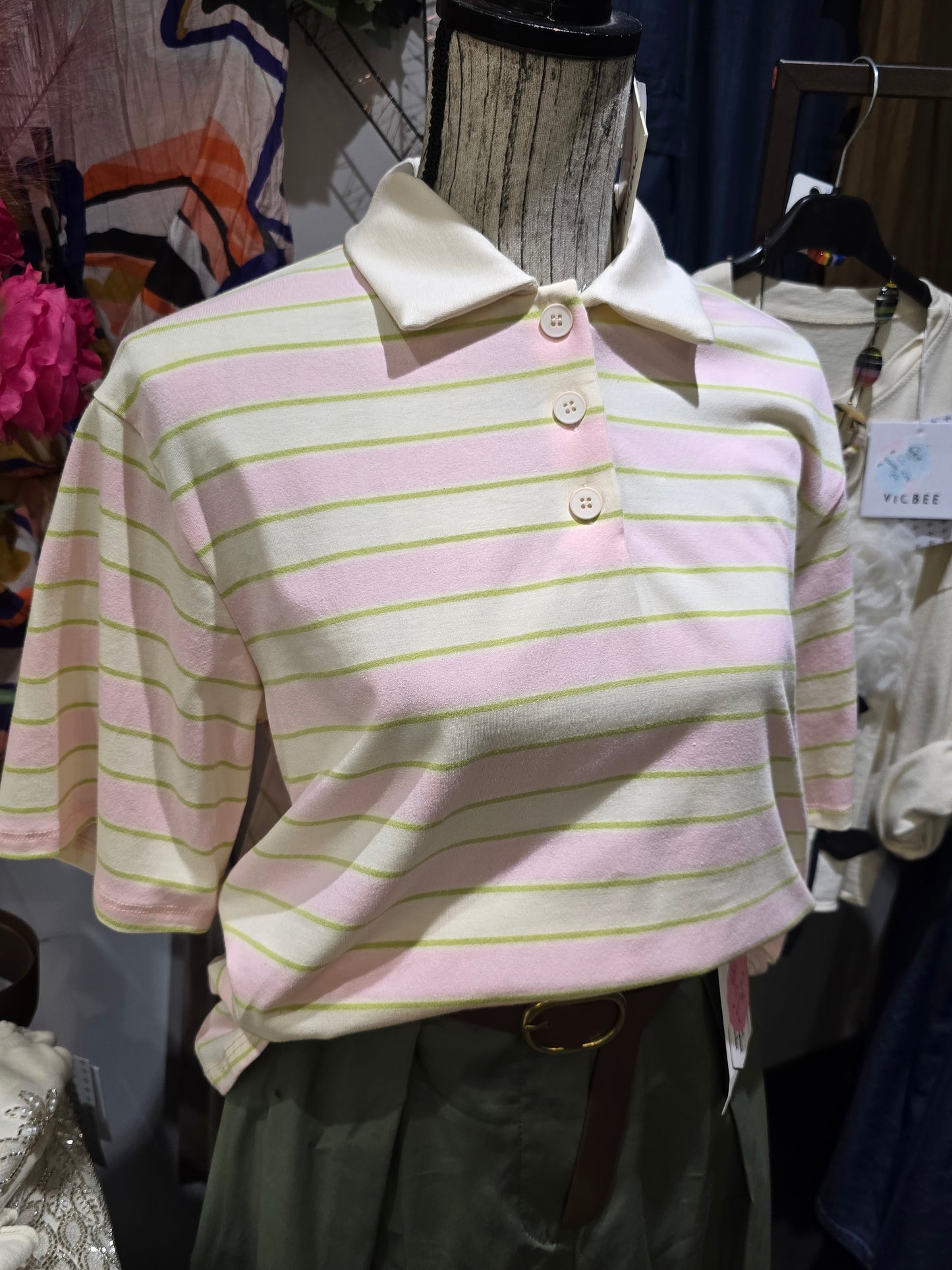 Polo righe rosa