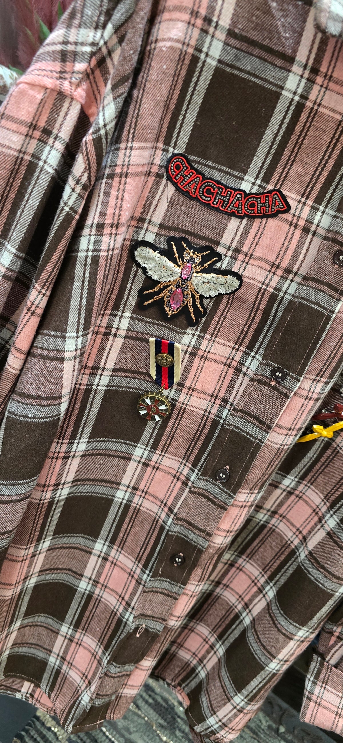 Camicia spillette quadri rosa