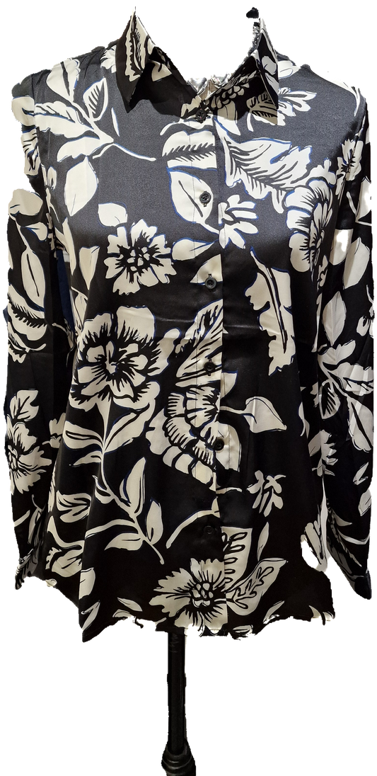 Camicia fiori nera