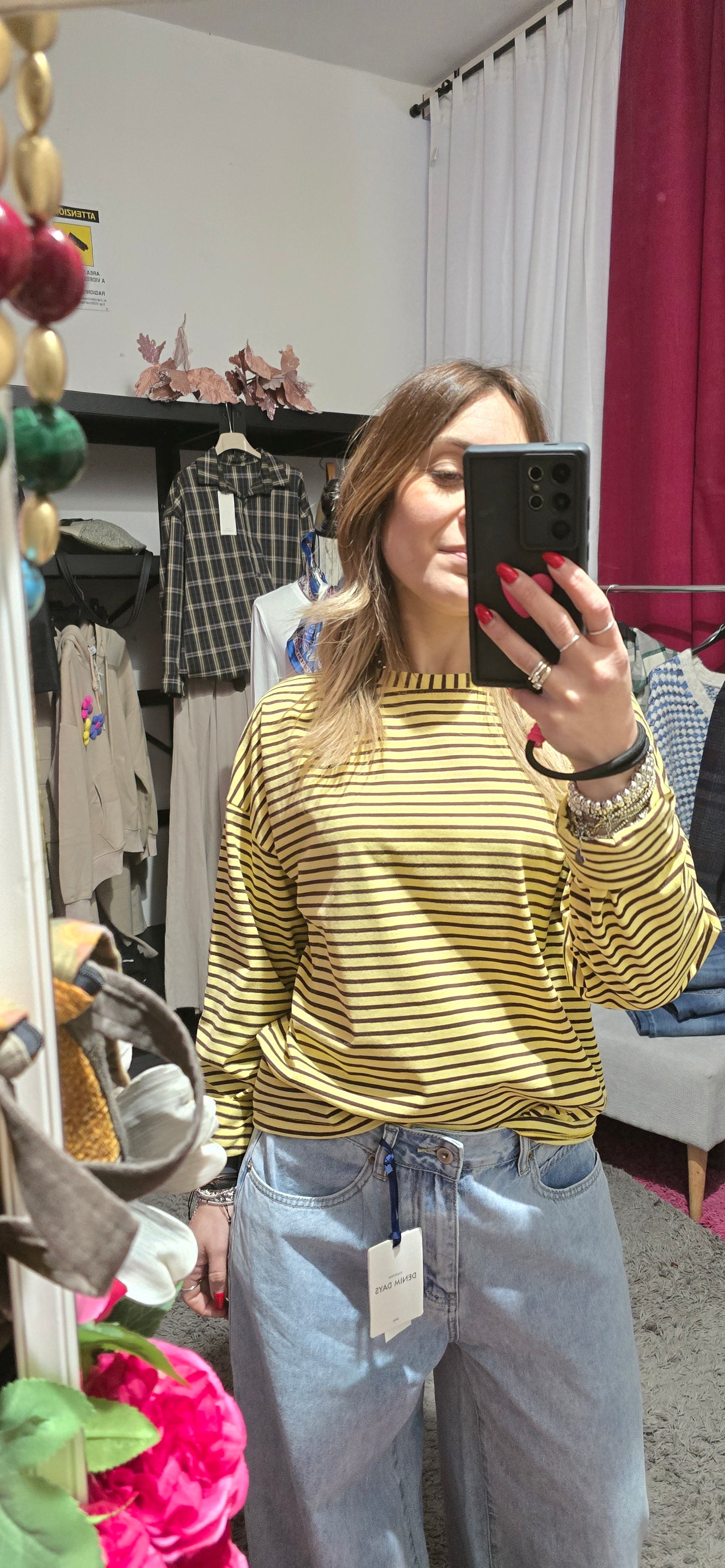 T shirt righe giallo / moro