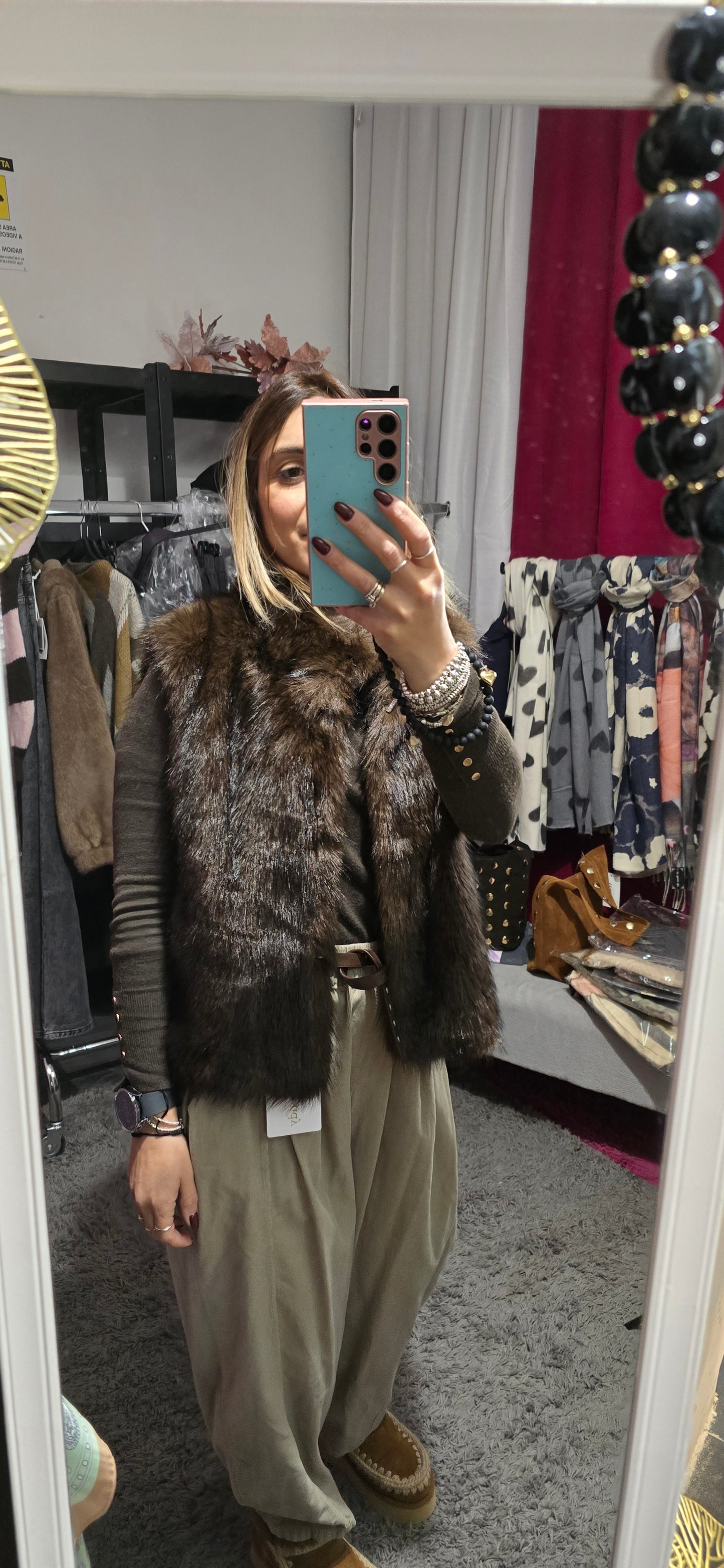 Gilet ecopelliccia moro