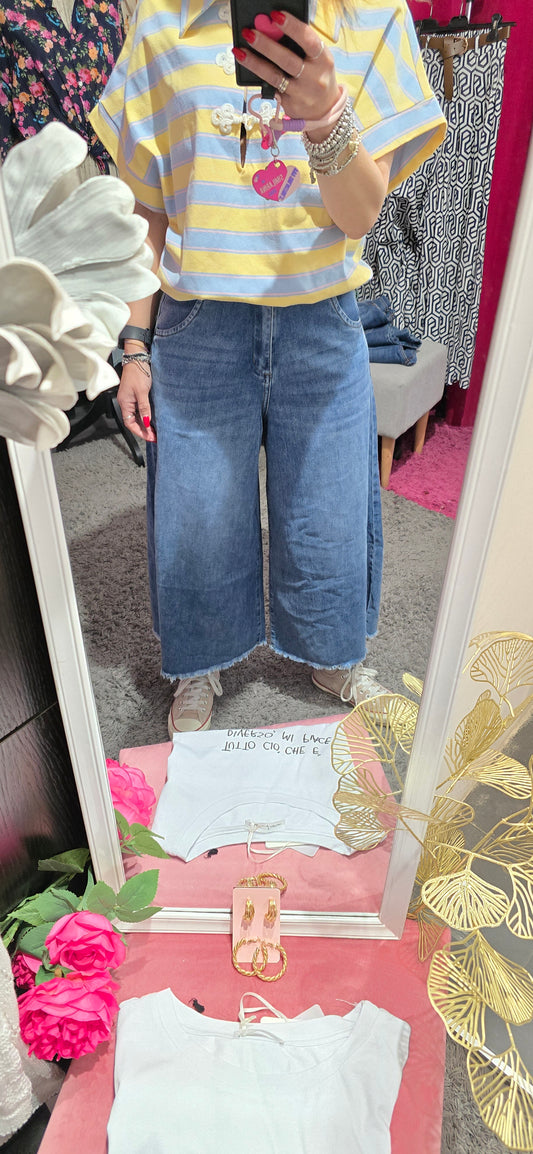 Jeans crop borbo sfrangiato