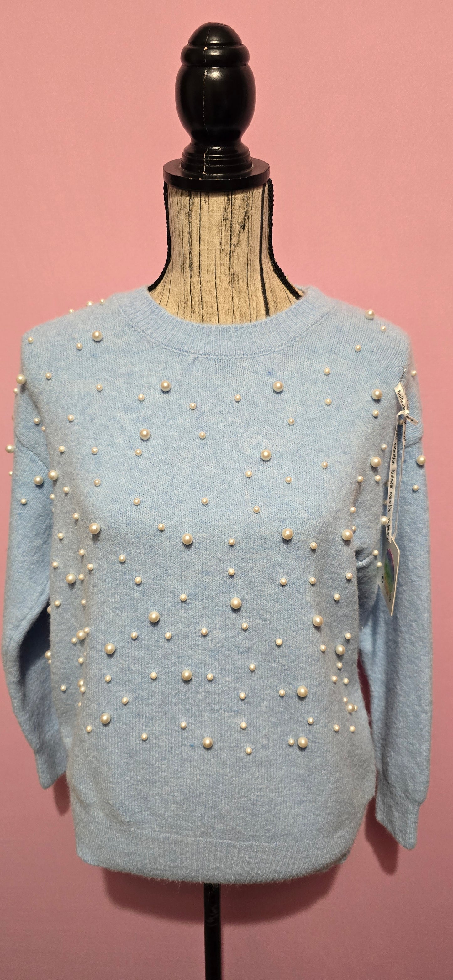 Pull perle azzurro