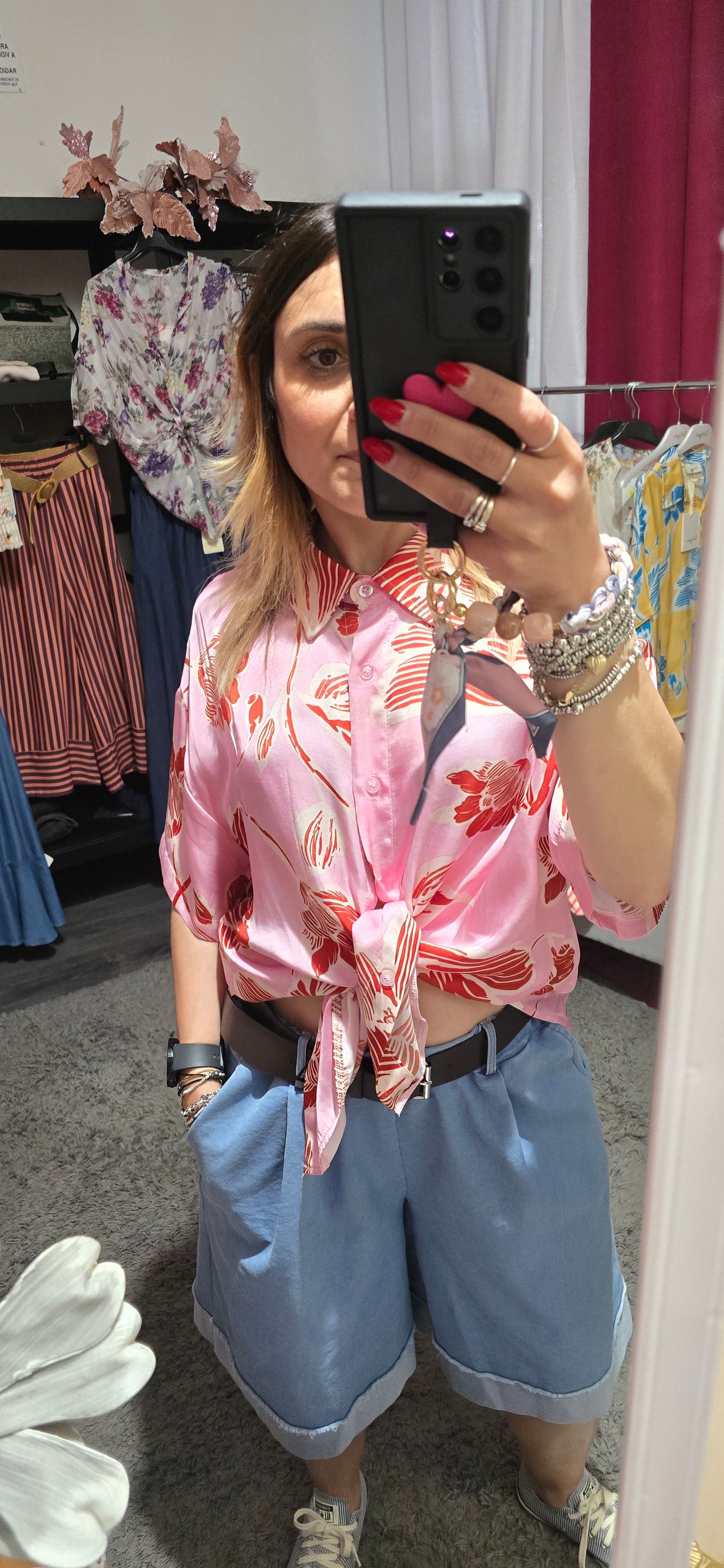 Camicia fiore fucsia